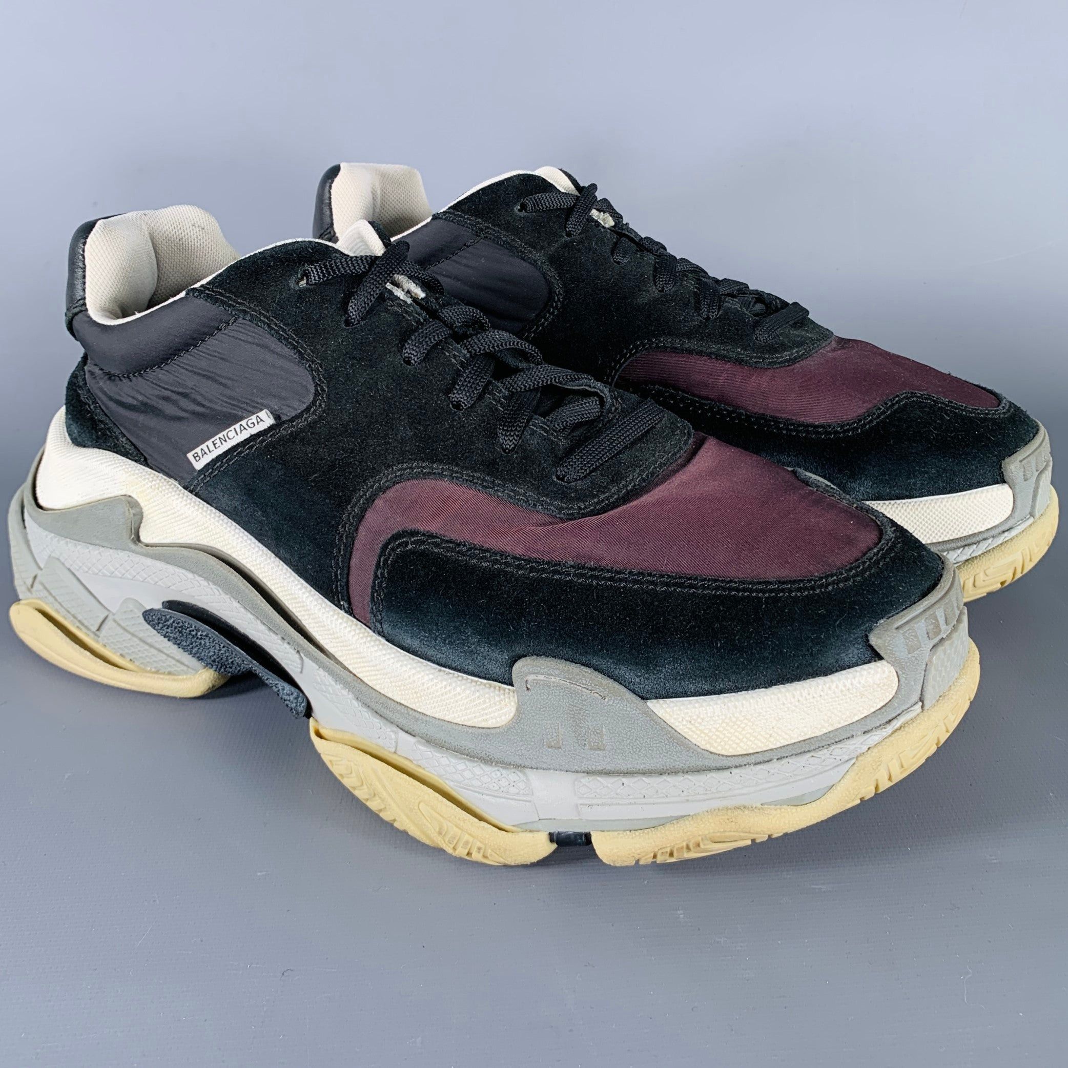 image of Balenciaga Black Brown Mixed Fabrics Nylon Rubber Sole Sneakers, Men's (Size 8)