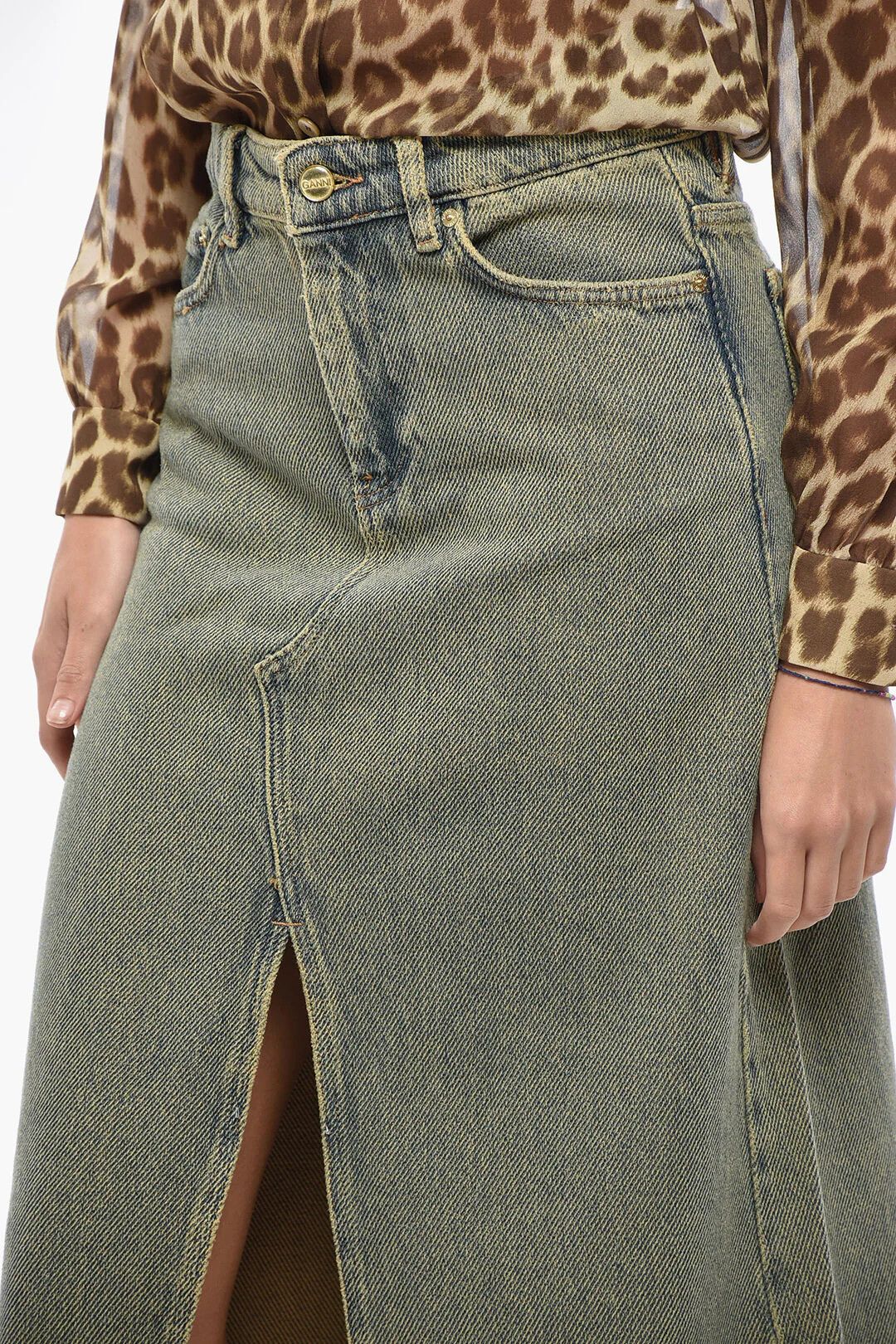 Ganni og1mm0426 Denim Skirt in Beige Size 28" / US 6 / IT 42 - 3 Thumbnail