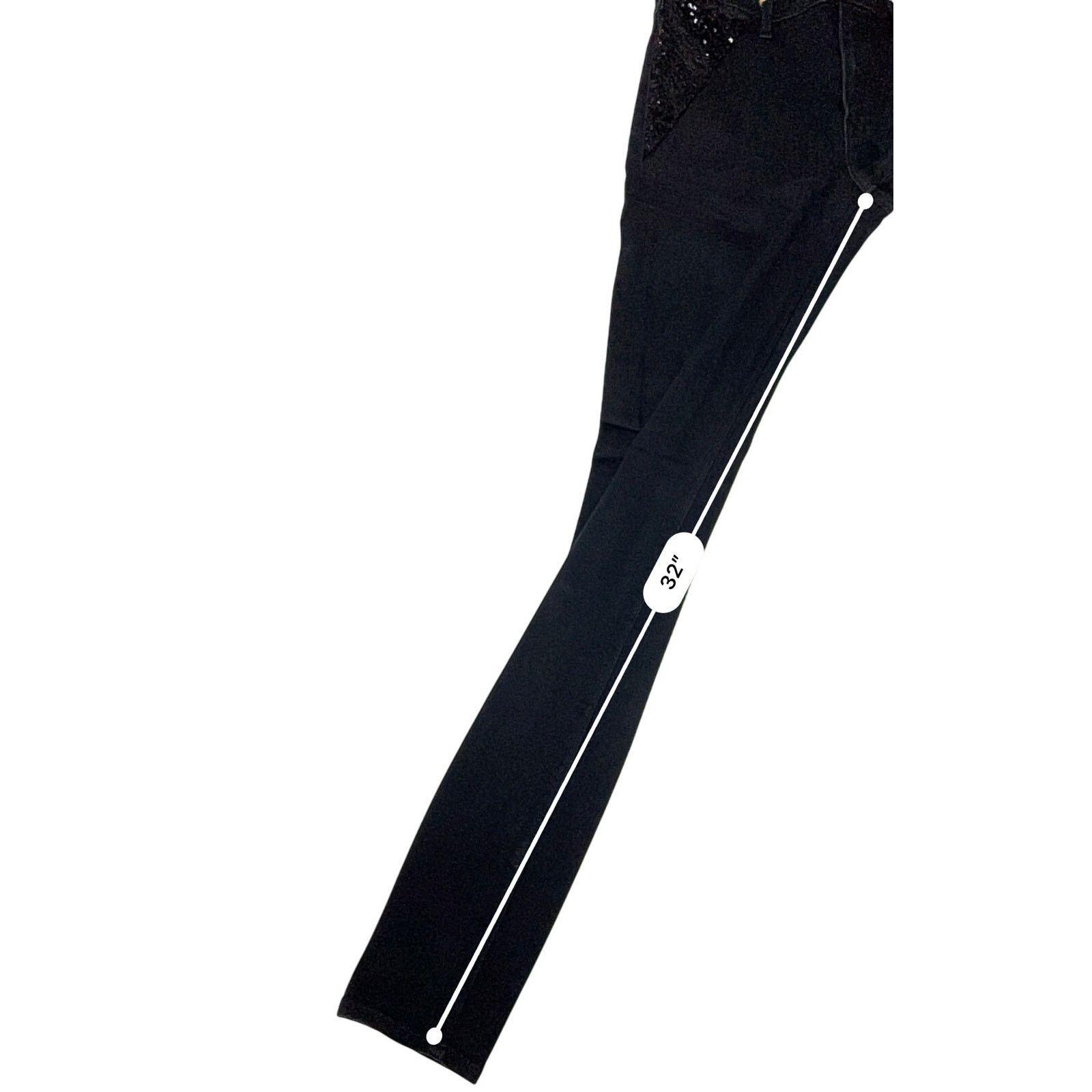 Express Express Sequin Skinny Black Jeans Stretch 4 Tall Y2k Baddie Size 27" / US 4 / IT 40 - 3 Thumbnail