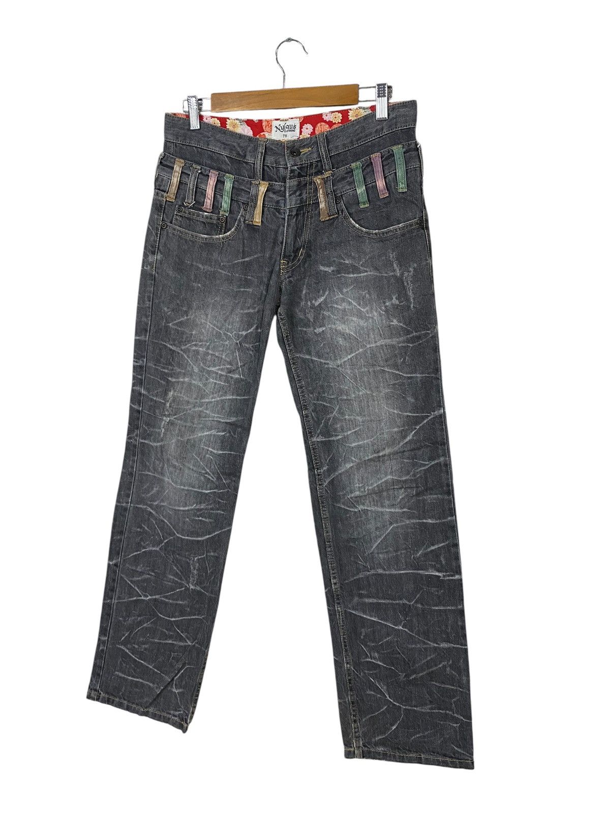 Japanese Brand Japanase brand nylaus clothing double waist flared denim Size US 31 - 2 Thumbnail