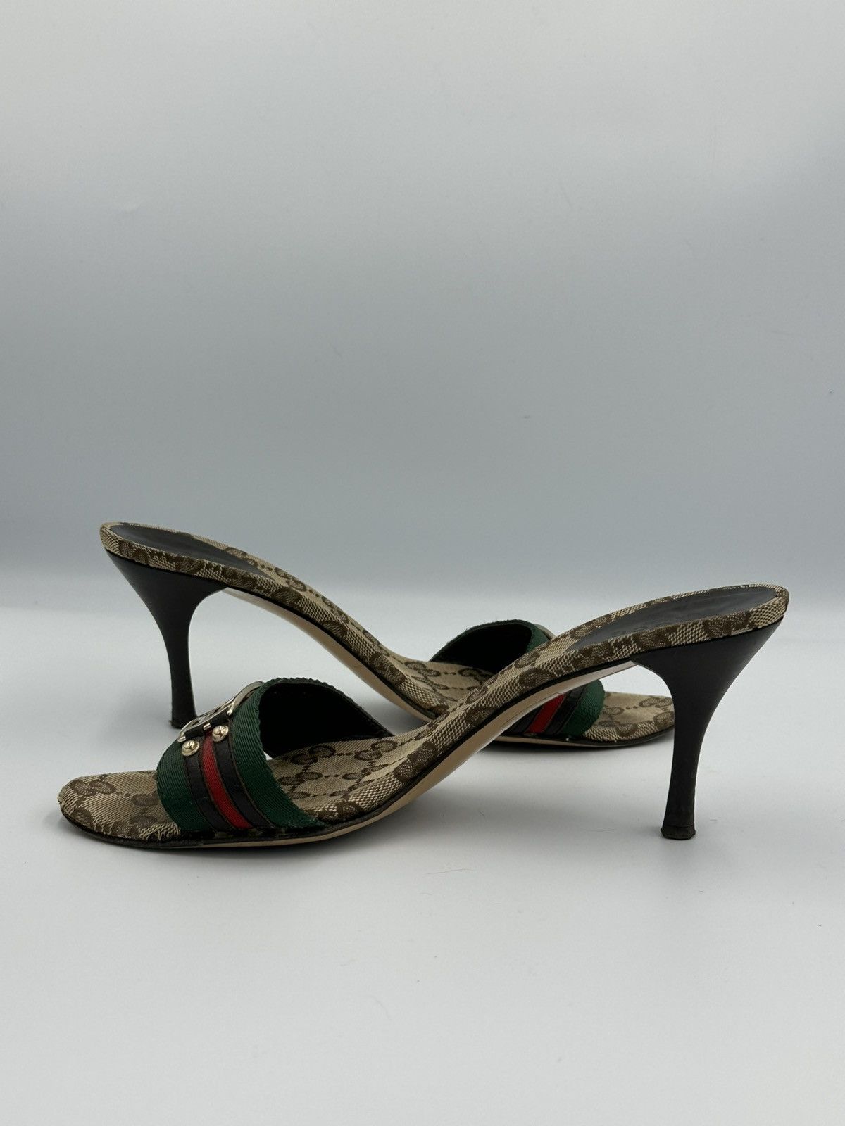 Gucci Gucci cloth heeled sandals monogram interlocking GG with box Size US 6 / IT 36 - 8 Thumbnail
