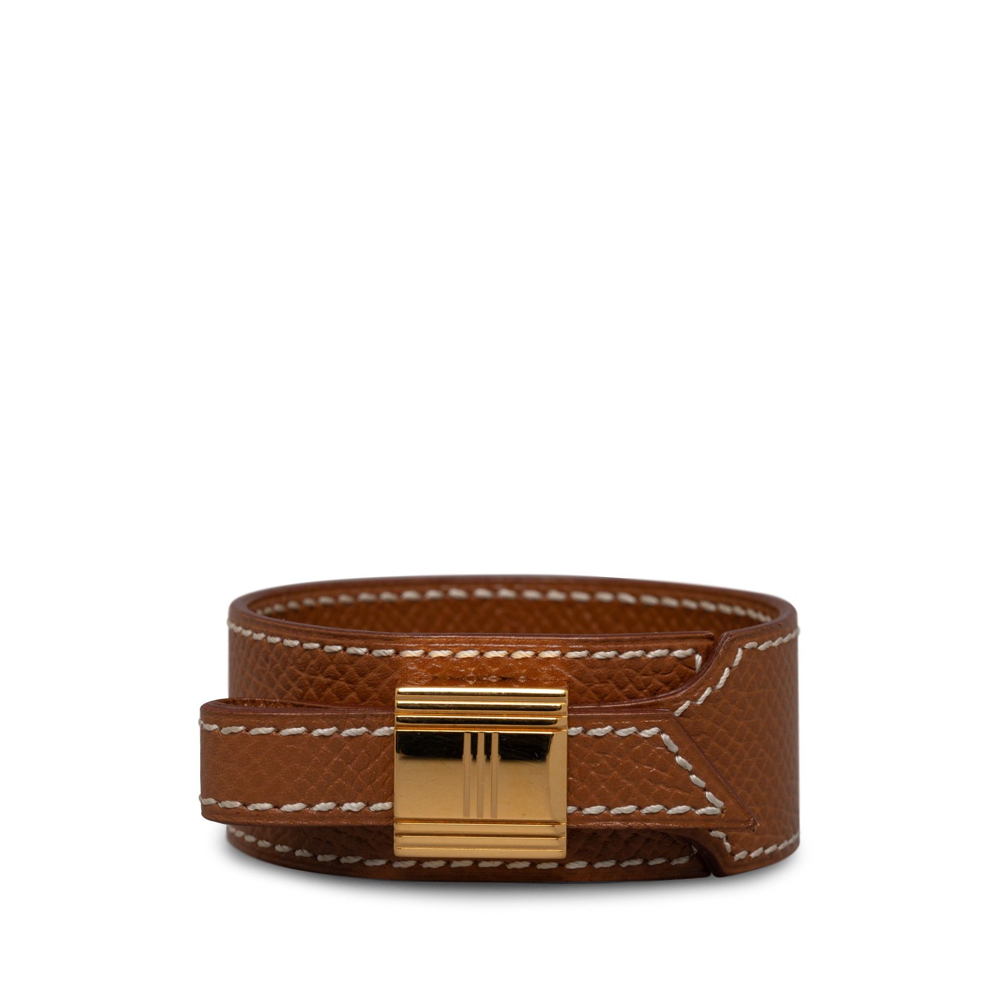 image of Hermes Leather Artemis Wrap Bracelet Costume Bracelet in Brown, Women's