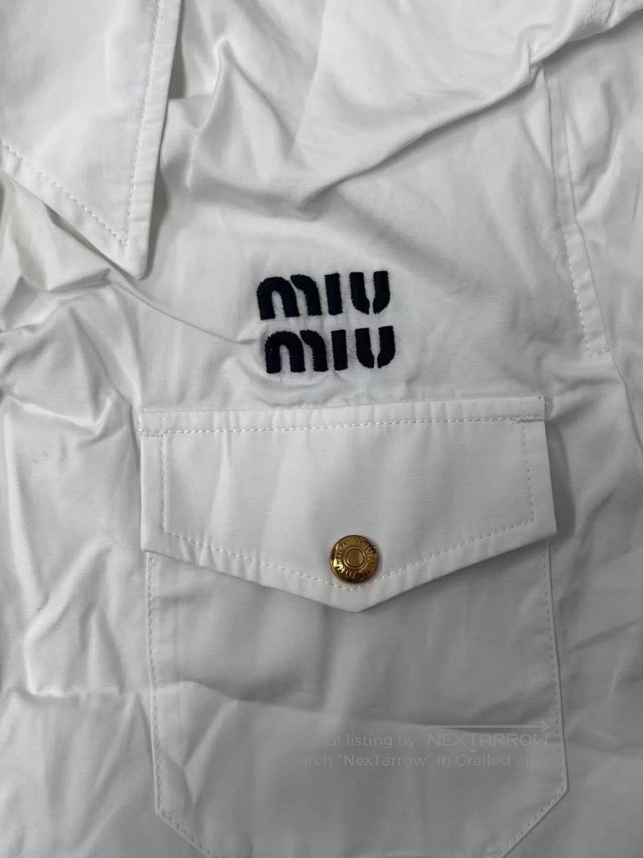 Miu Miu MIU MIU Logo Print Short-Sleeve Shirt. Size XS / US 0-2 / IT 36-38 - 3 Thumbnail