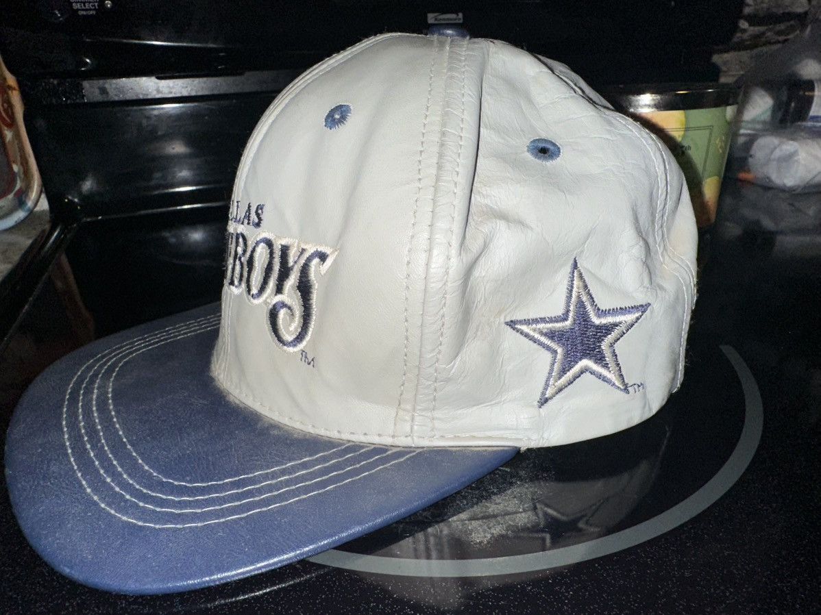 NFL VTG NFL Dallas Cowboys Genuine Leather Hat Made In USA Size ONE SIZE - 4 Thumbnail