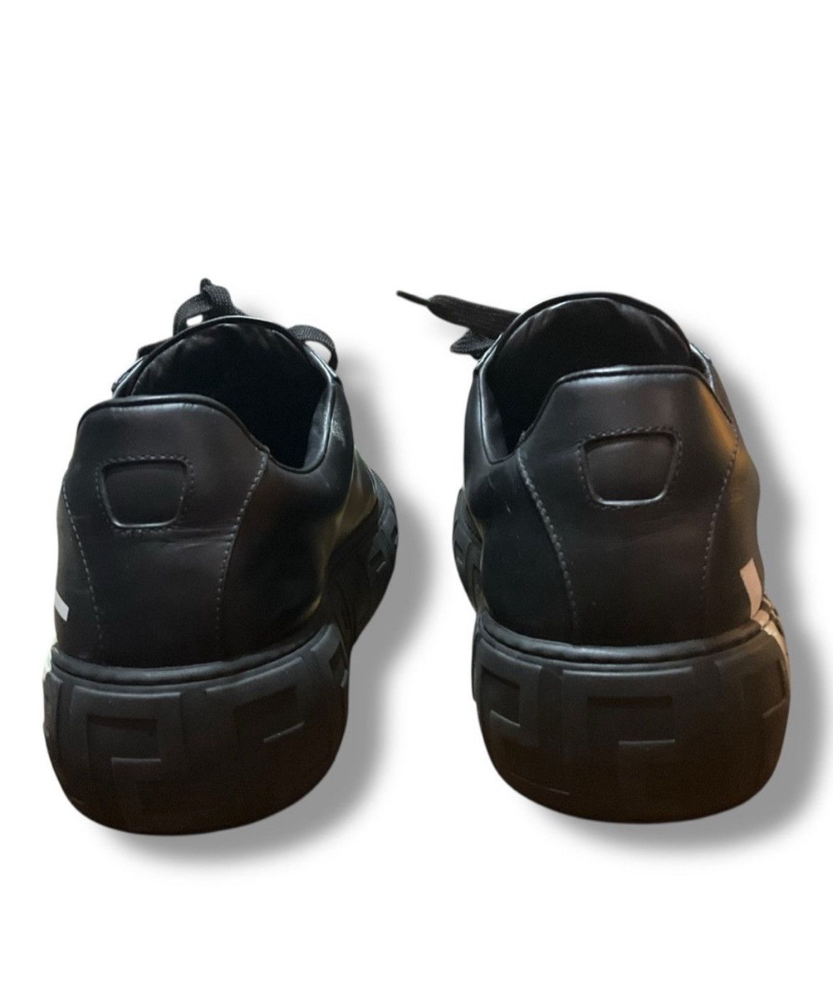 Versace 🔥 VERSACE Black Leather Logo Sneakers Men’s Size 45 12 Box Size US 12 / EU 45 - 5 Thumbnail