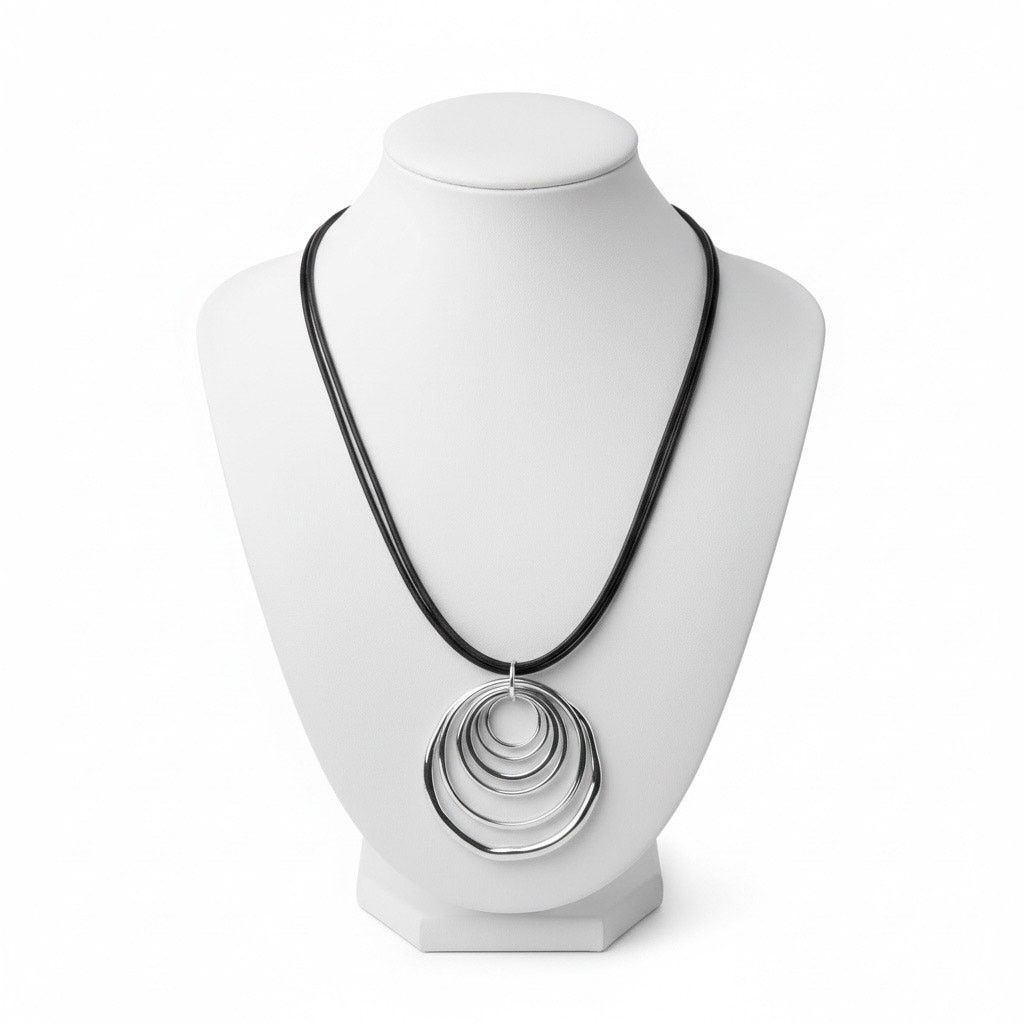 Anne Klein Anne Klein Silver Tone Double Oval Pendant Necklace Snake Size ONE SIZE - 1 Thumbnail