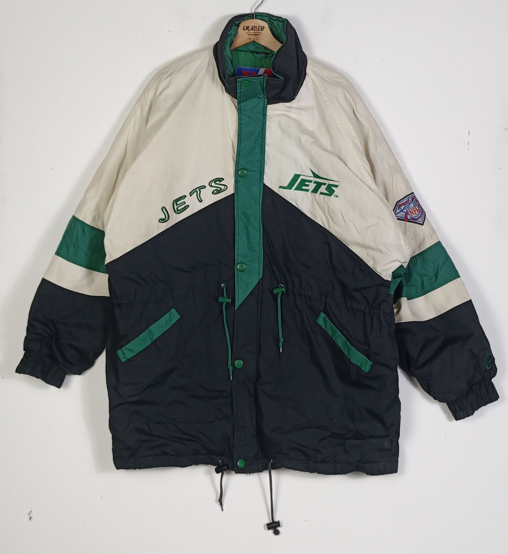 NFL Vintage 90🔥 New York Jets NFL Puffer Jacket Size US XXL / EU 58 / 5 - 2 Thumbnail