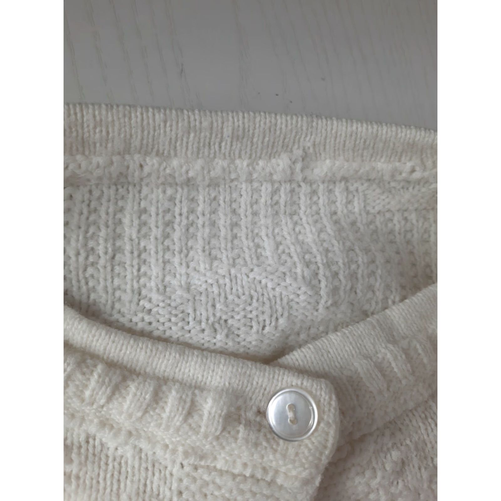 Vintage VINTAGE S5C 60s White Cardigan Sweater Women's XL Knit Open Cable- Knit 60s Cottagecore Casual Cardigan Women Size XL / US 12-14 / IT 48-50 - 2 Thumbnail
