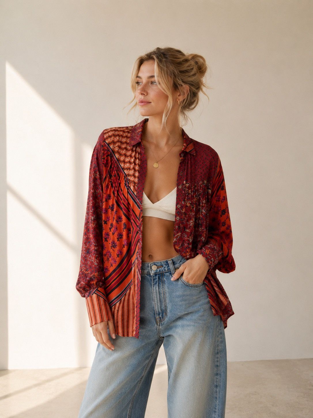 Free People 🎉LAST CHANCE🎉FREE PEOPLE Hazel Button Down Top Size L / US 10 / IT 46 - 1 Thumbnail