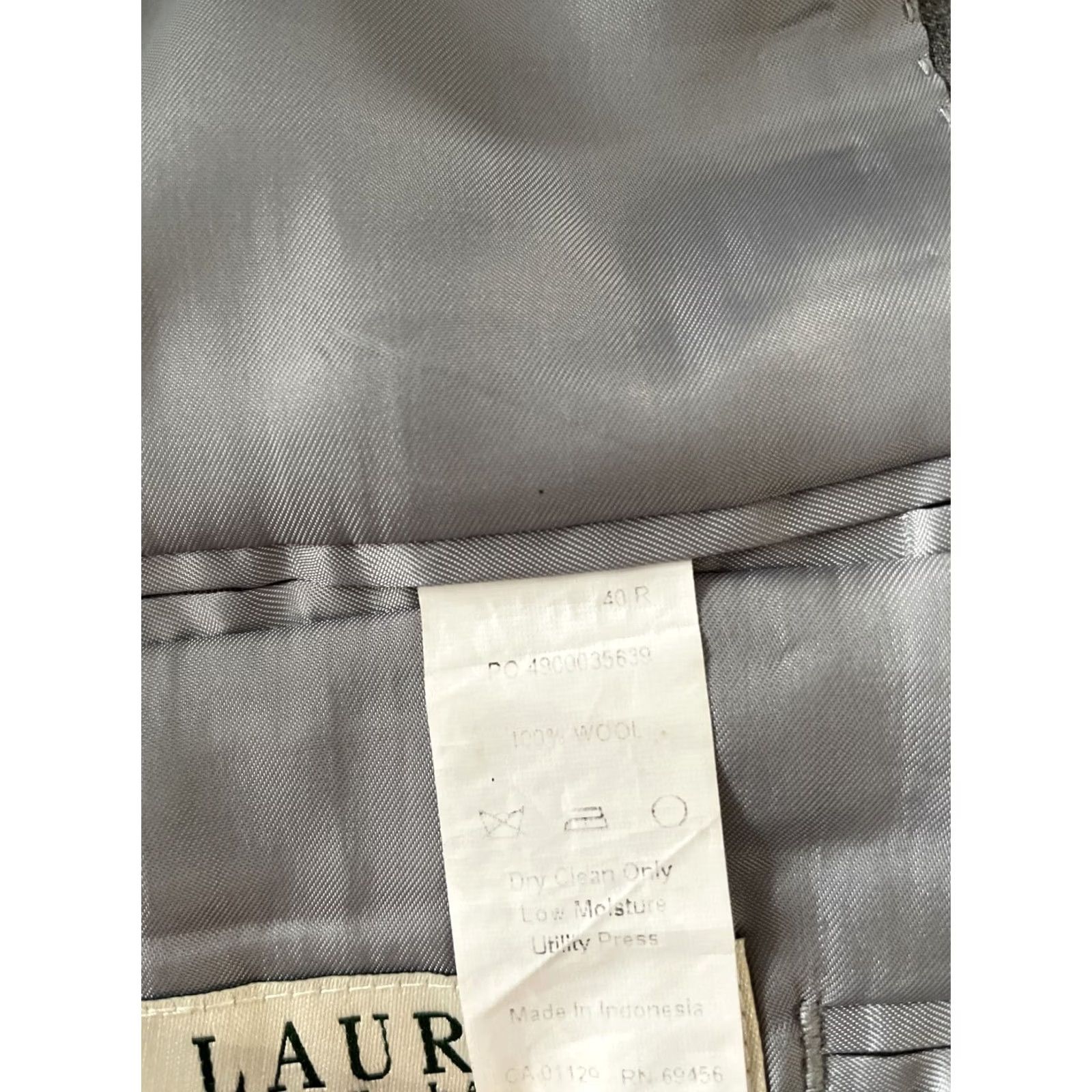 Ralph Lauren Lauren Ralph Lauren Wool Windowpane Blazer Mens 40R Regular Notch Gray 2-Button Size 40R - 5 Thumbnail