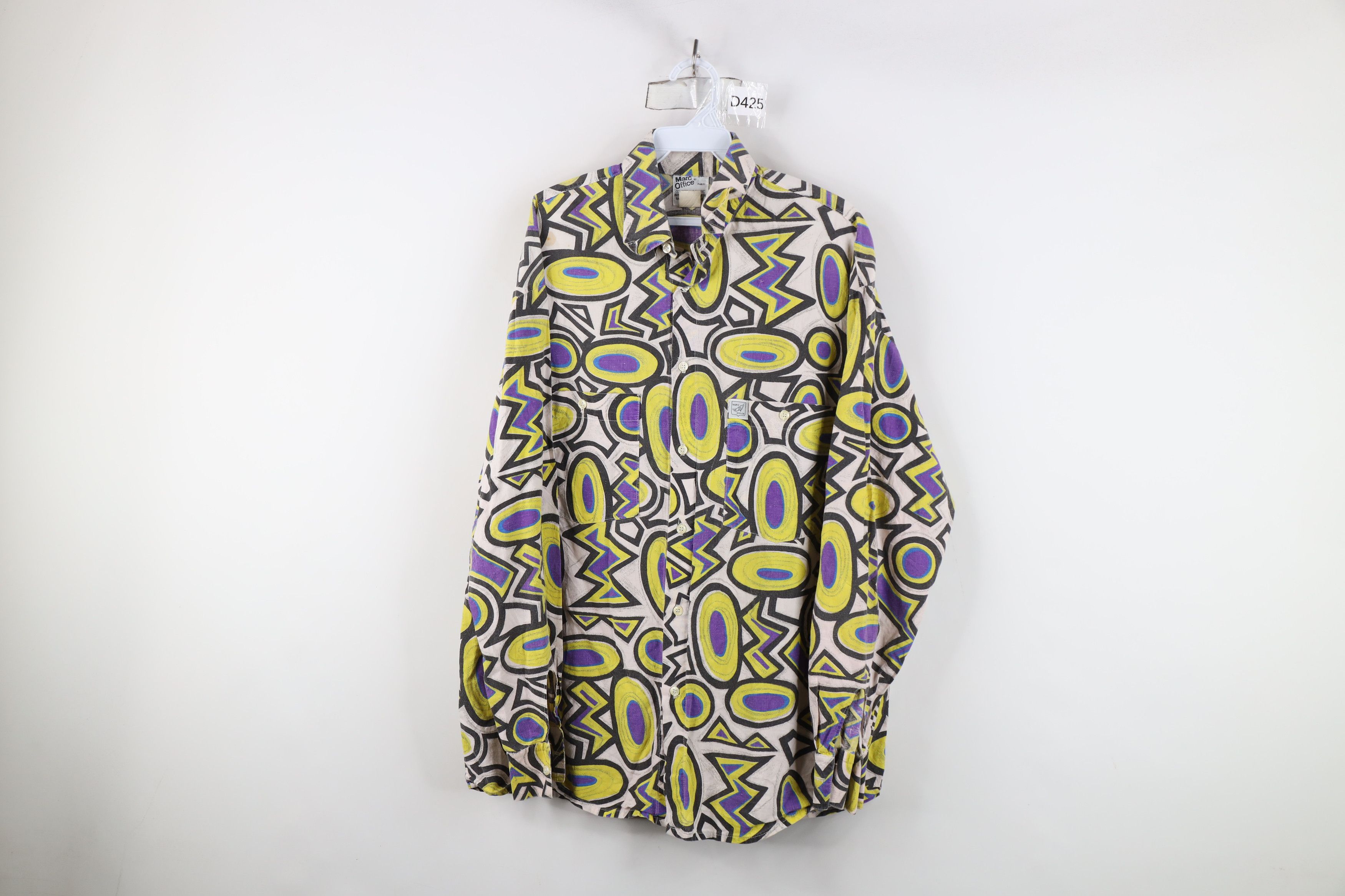 Vintage Vintage 90s Streetwear Abstract Geometric Baggy Button Shirt Size US M / EU 48-50 / 2 - 1 Thumbnail