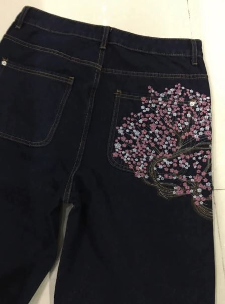 Other Y2K-inspired Cherry Blossom Embroidered Jeans Size US 35 - 1 Thumbnail