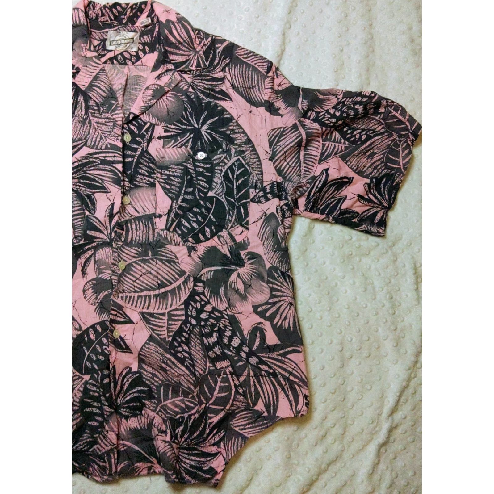 Vintage Bon Homme Men's L Pink Floral Short Sleeve Button-Up Hawaiian Shirt Hawaiian Casual Shirt Mens Large Pink Floral Bon Homme Vintage USA Size US L / EU 52-54 / 3 - 2 Thumbnail