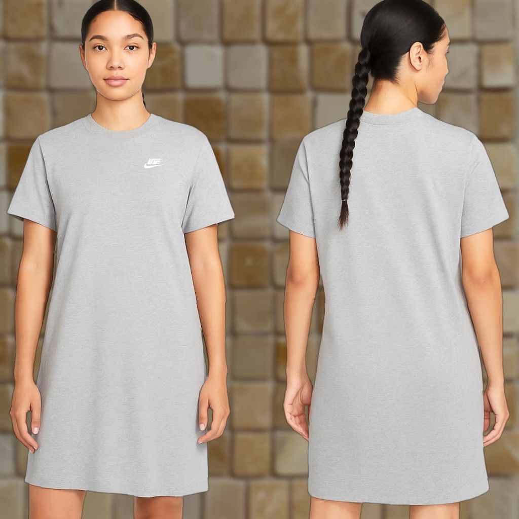 Nike CJ2242-063 Women's Size Large Grey Cotton Essential Loose Fit T-Shirt  Dress Shirt Dress Womens - stein-coach.com