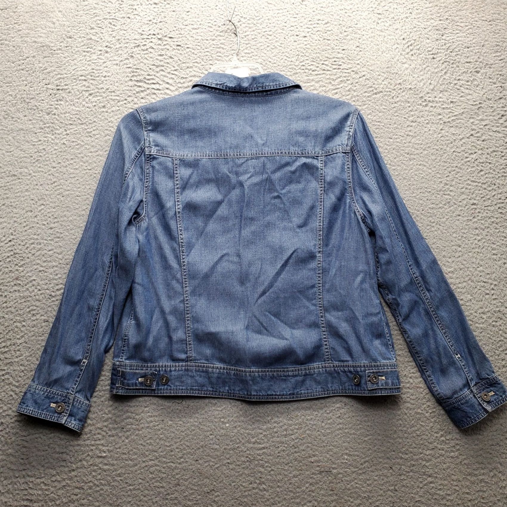 Vintage L.L. Bean Trucker Jacket Women M Blue Denim Stars Sunflower Patches Button Front Size M / US 6-8 / IT 42-44 - 2 Thumbnail