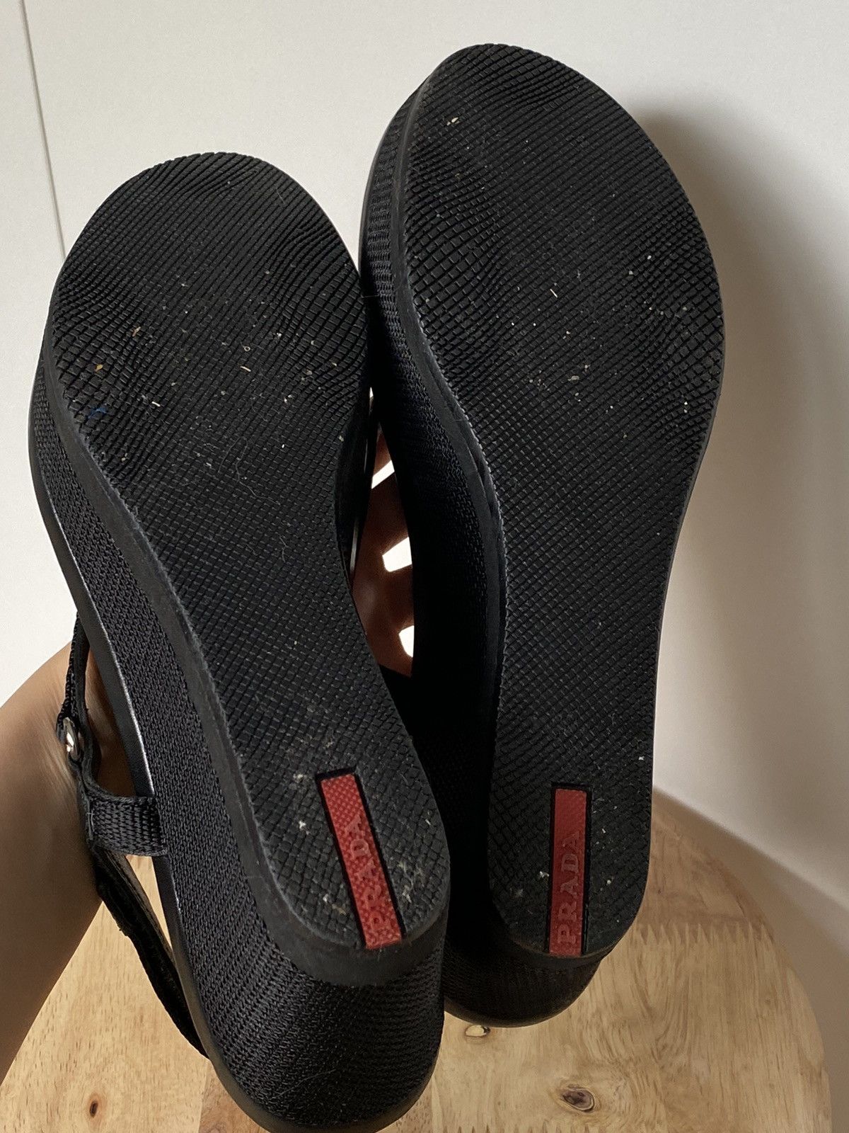 Prada × Vintage Prada Vintage Thong Flip Flops Sandals Wedges Platform Mesh Size US 9 / IT 39 - 8 Thumbnail