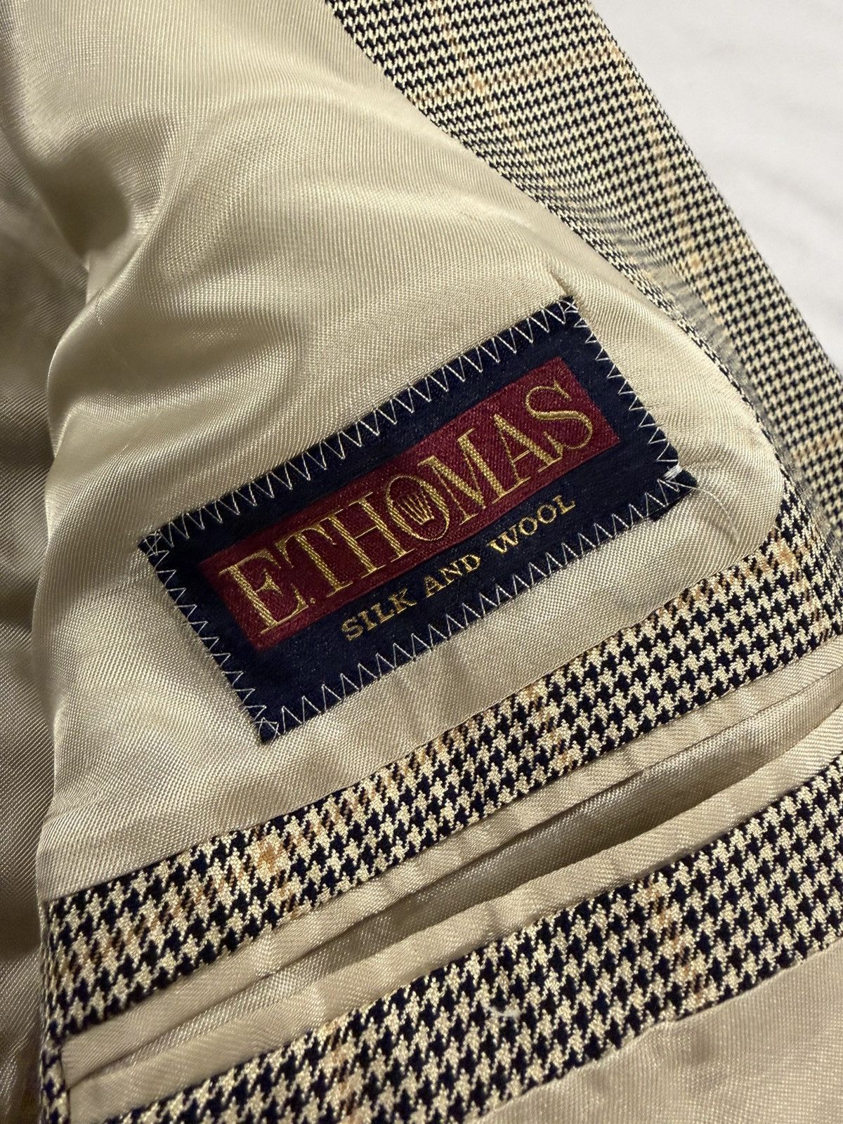 Other E Thomas Rigatti Silk Wool Houndstooth Blazer Sport Coat 46R Size 46R - 5 Thumbnail