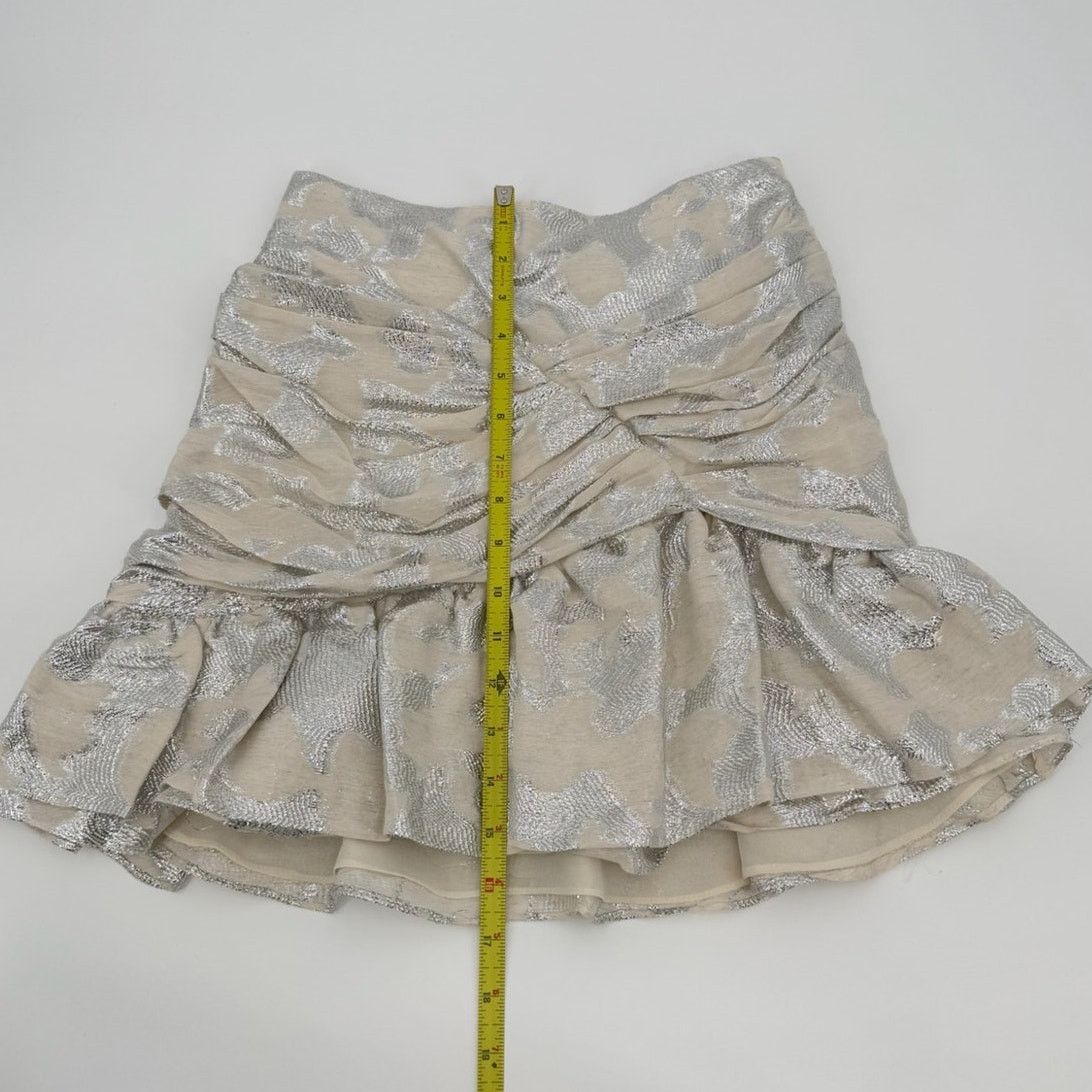 Iro NWT IRO Ovidas Ecru Silver Metallic Jacquard Ruffled Skirt Size 24" / US 00 / IT 34 - 9 Thumbnail