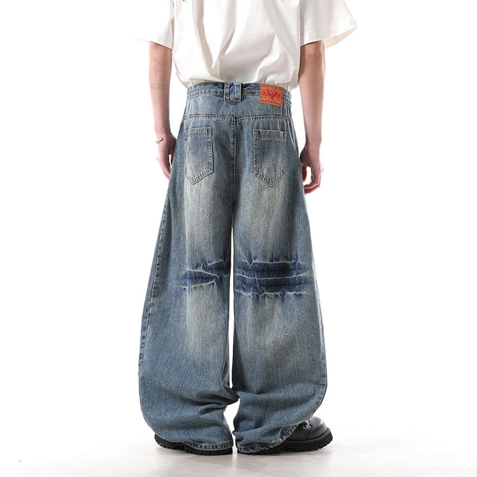 Vintage Blue Wide Leg Denim Jeans, Baggy Loose Fit Jeans Size US 32 / EU 48 - 5 Thumbnail