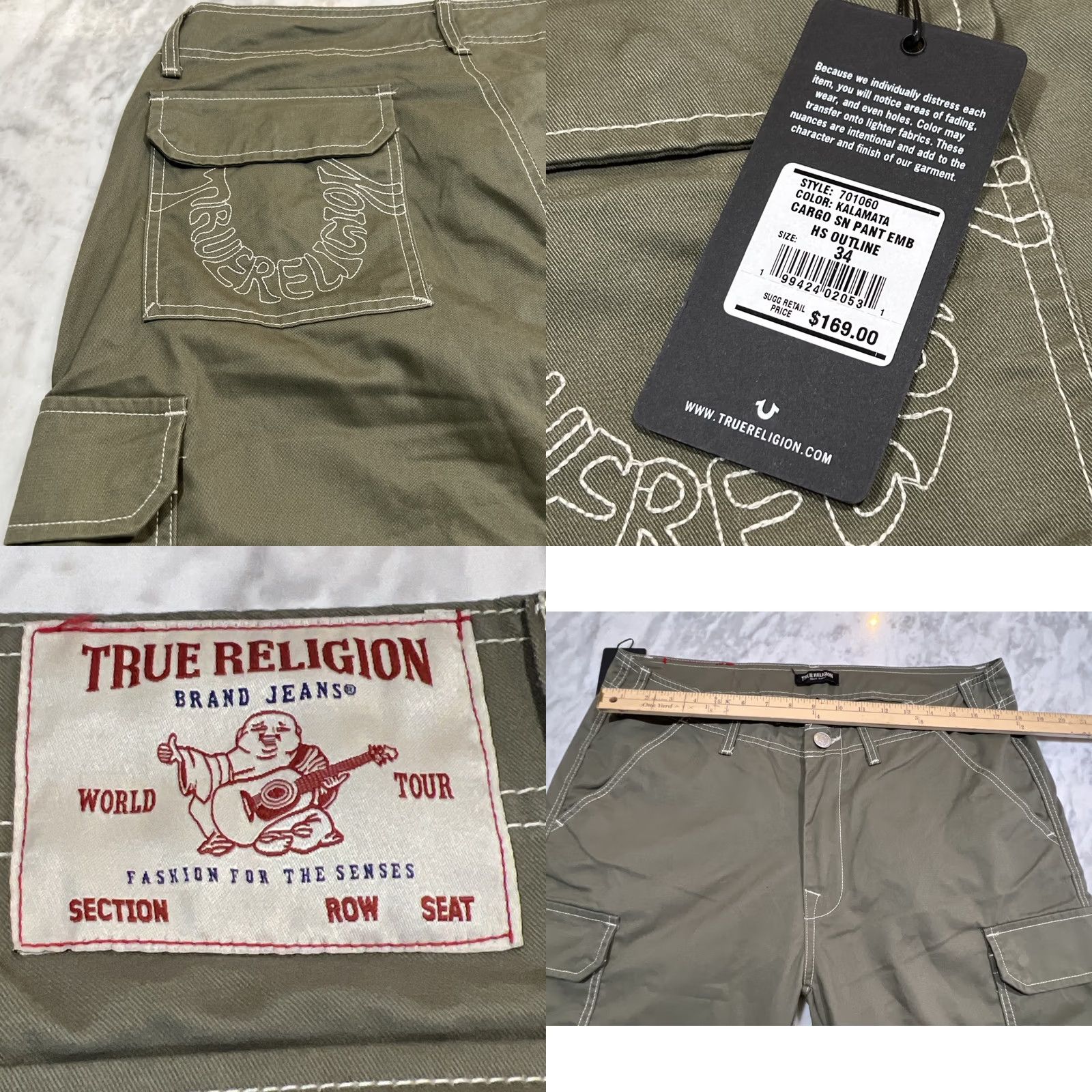 True Religion True Religion Mens Cargo Pant SN Olive Kalamata Size 34 Outline NWT PantMen MSRP69 Size US 34 / EU 50 - 8 Thumbnail