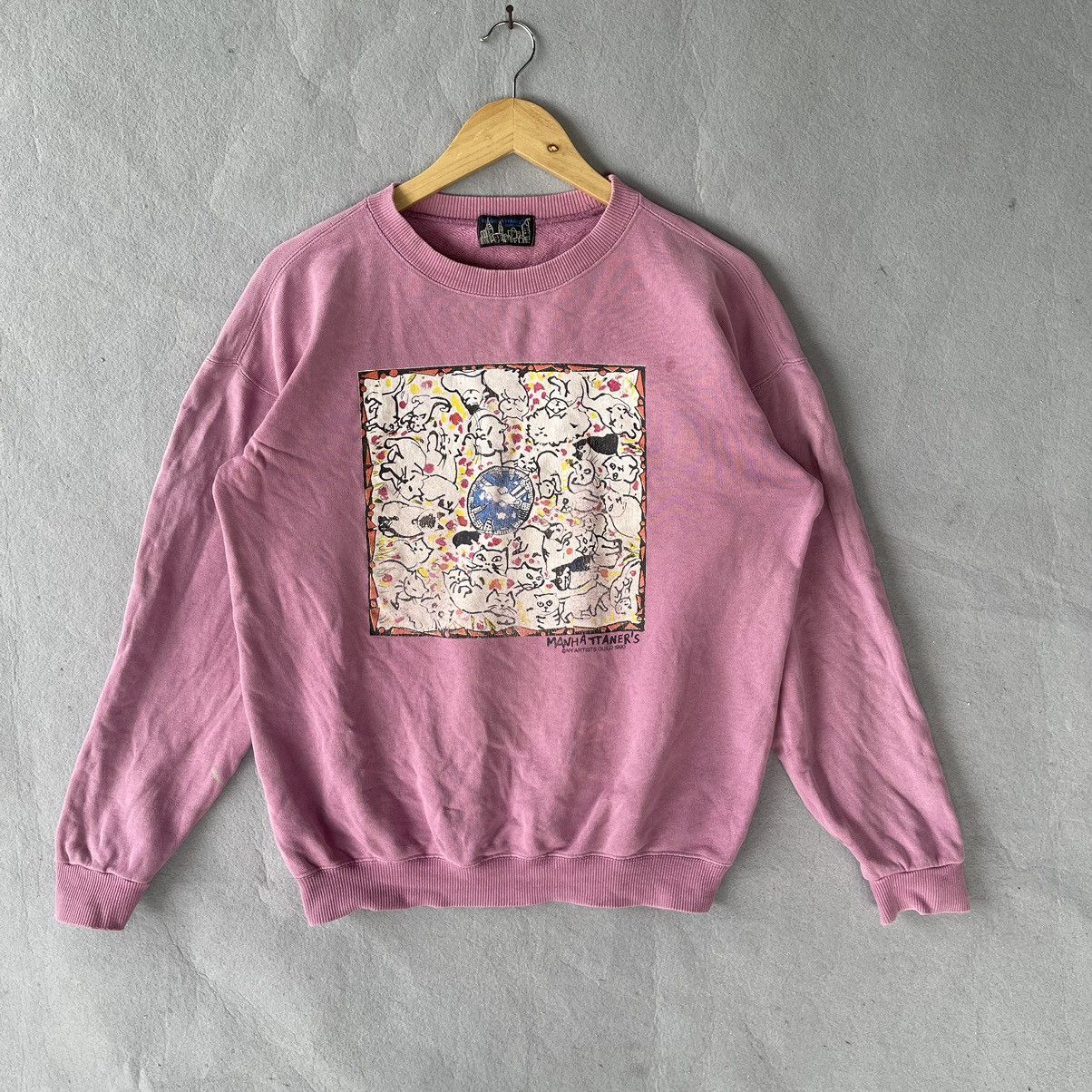 Vintage Vintage 1990 Manhattaner’s Cat Sweatshirt NY Artists Guild Size US M / EU 48-50 / 2 - 1 Thumbnail