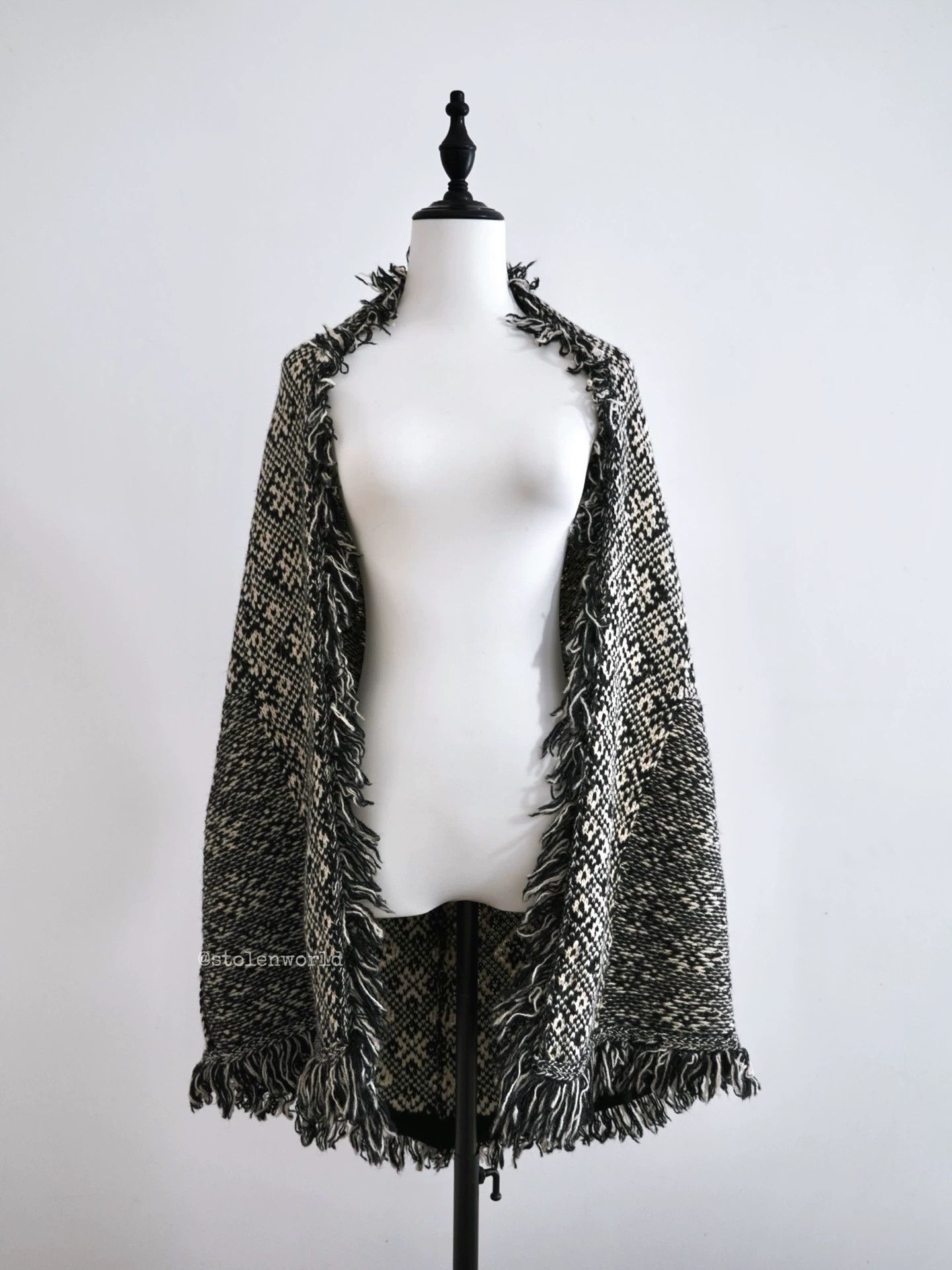 Y's Y's Yohji Thick Wool Fringe Cape Versatile Size 2 Size XS / US 0-2 / IT 36-38 - 3 Thumbnail