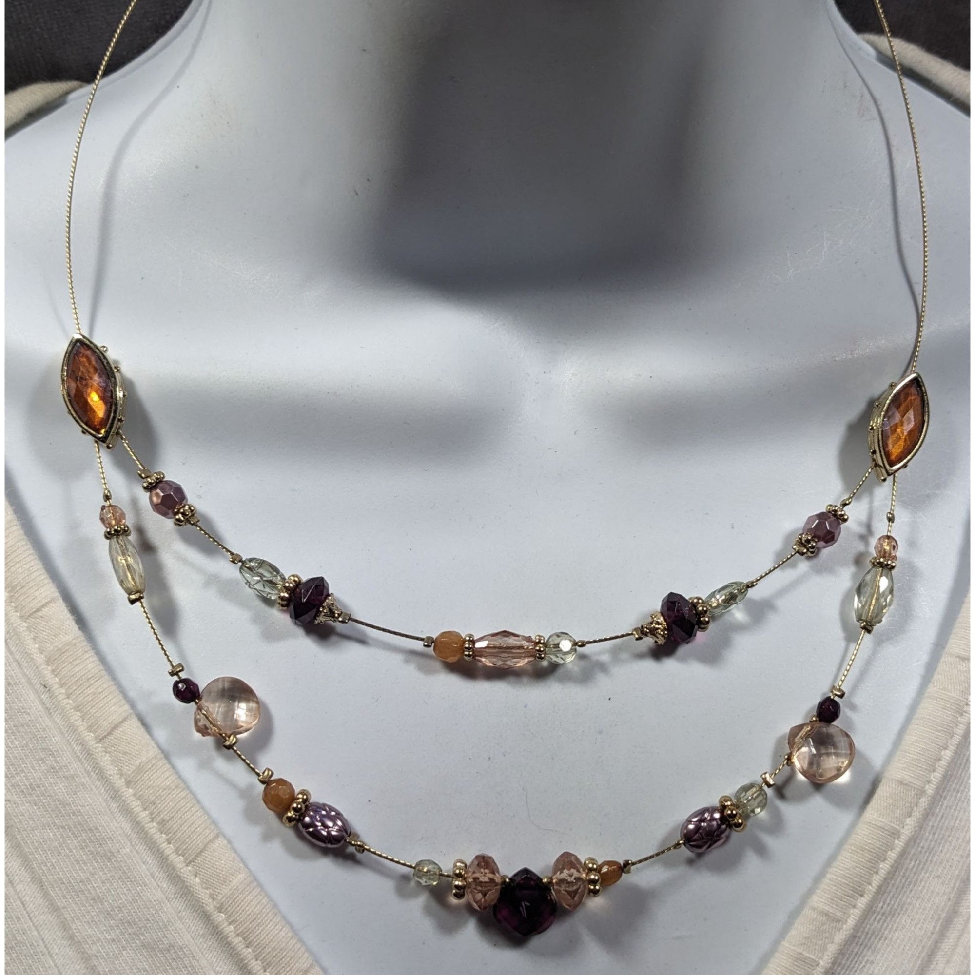 Other Whimsical Purple And Gold Tone Floating Multilayer Necklace Size ONE SIZE - 4 Thumbnail