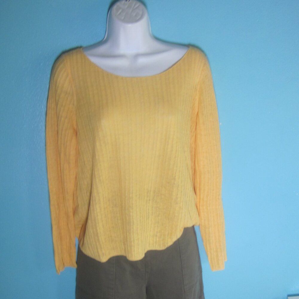 Eileen Fisher Eileen Fisher Womens Size M Organic Linen Rib Knit Sweater Orange / Yellow Size M / US 6-8 / IT 42-44 - 2 Thumbnail
