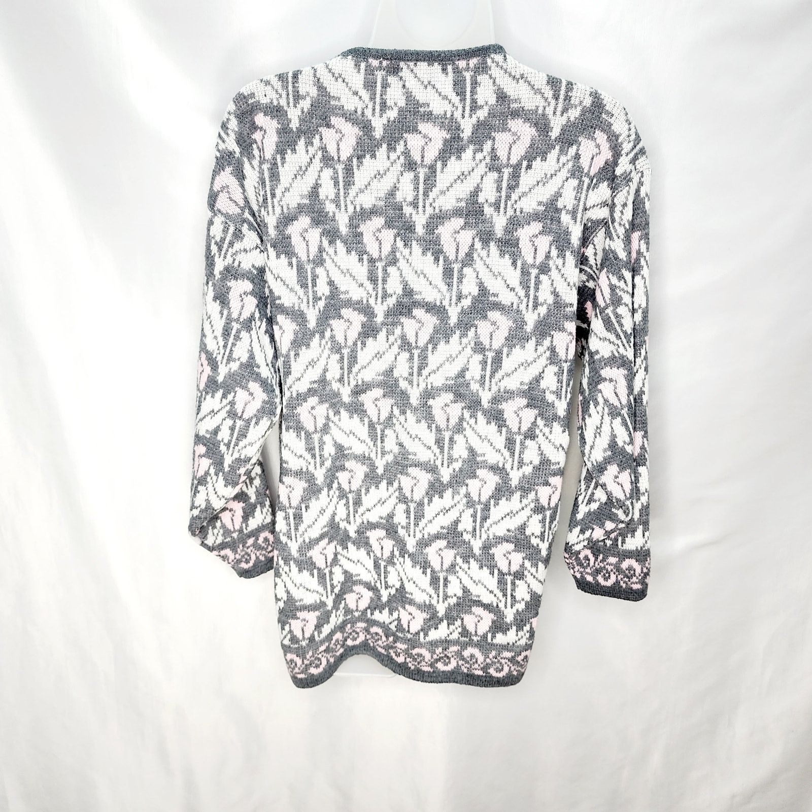 Other Vintage American Pride Acrylic Gray & Pink FlowerSweater M Size M / US 6-8 / IT 42-44 - 9 Thumbnail