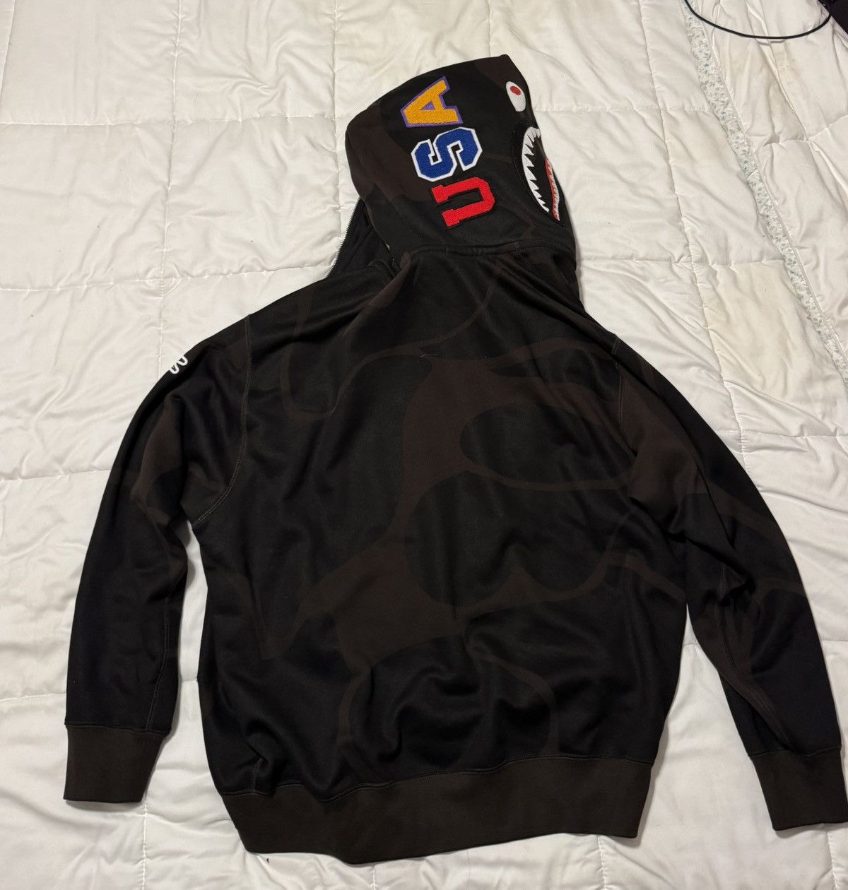 Bape US *LIMITEDEDITION* CAMO DOUBLE SHARK FULL ZIP HOODIE MENS Size US M / EU 48-50 / 2 - 2 Thumbnail