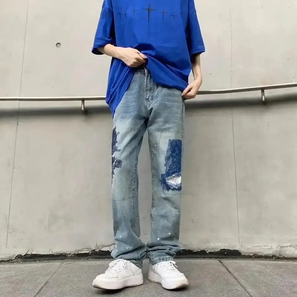 Japanese Brand Vintage Distressed Jeans Slim Fit Repaired Patchwork Denim Size US 32 / EU 48 - 1 Thumbnail