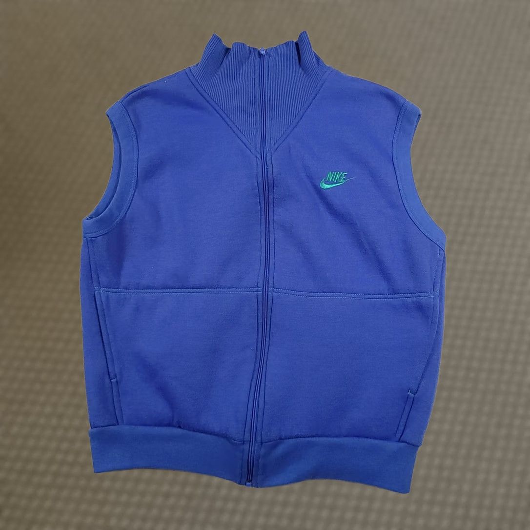 Nike VINTAGE Nike Vest Womens Large Blue Full Zip Sleeveless Retro Swoosh Fleece 90s Style Size L / US 10 / IT 46 - 1 Thumbnail