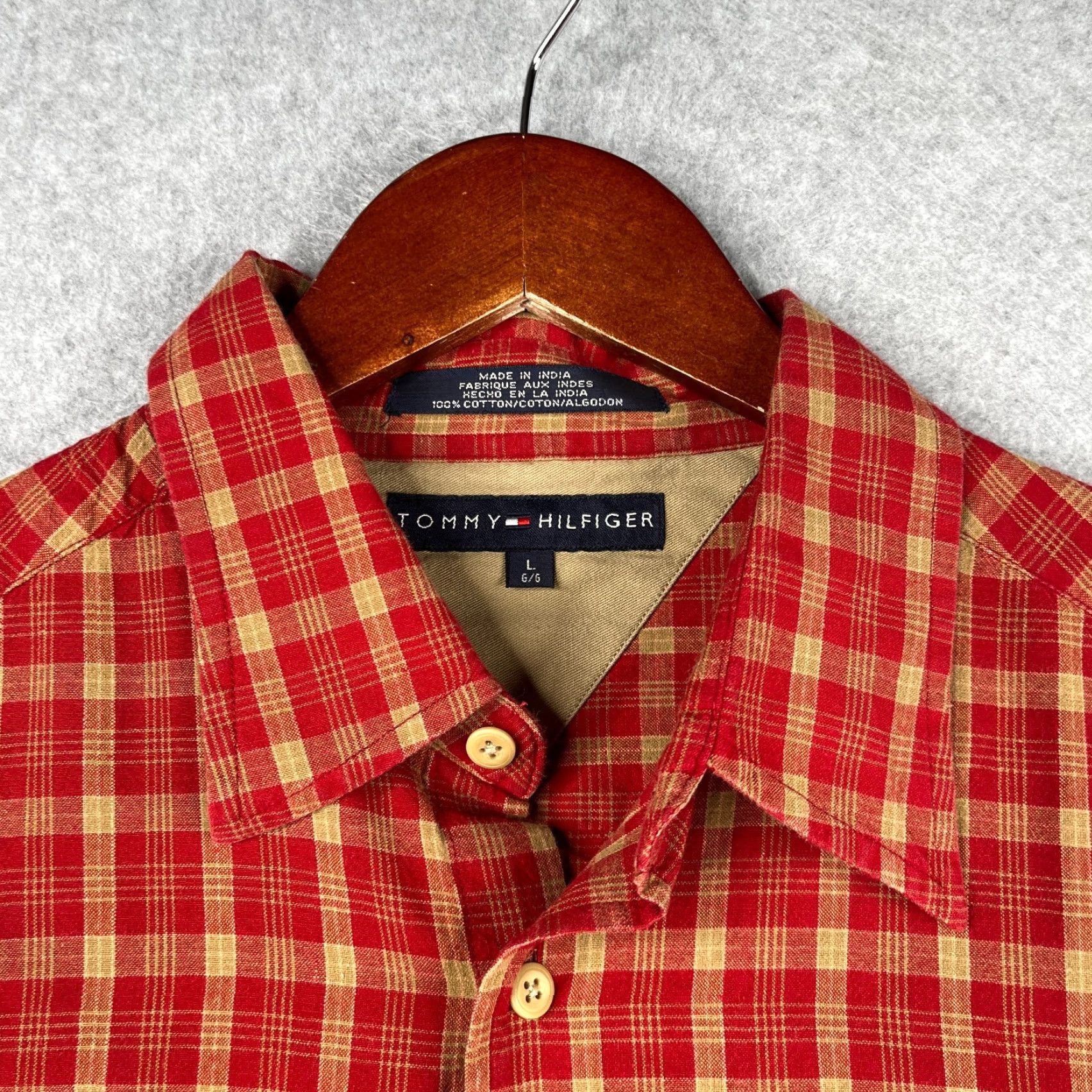 Tommy Hilfiger Tommy Hilfiger Shirt Large Red Check Embroidered Floral Button-Up Long Sleeve Size US L / EU 52-54 / 3 - 4 Thumbnail