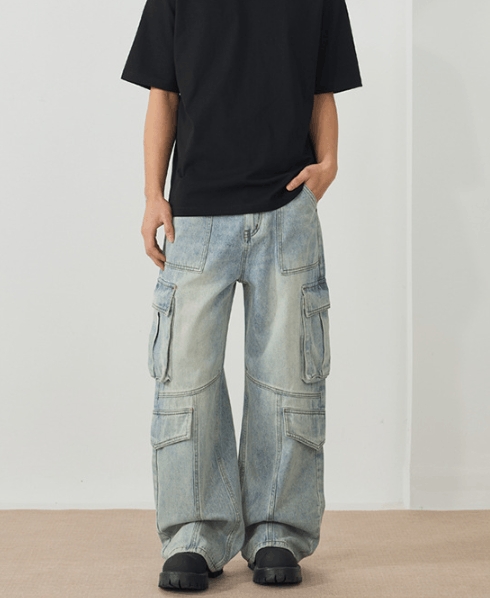 Japanese Brand American retro baggy stitching multi-pocket cargo jeans Size US 32 / EU 48 - 3 Thumbnail