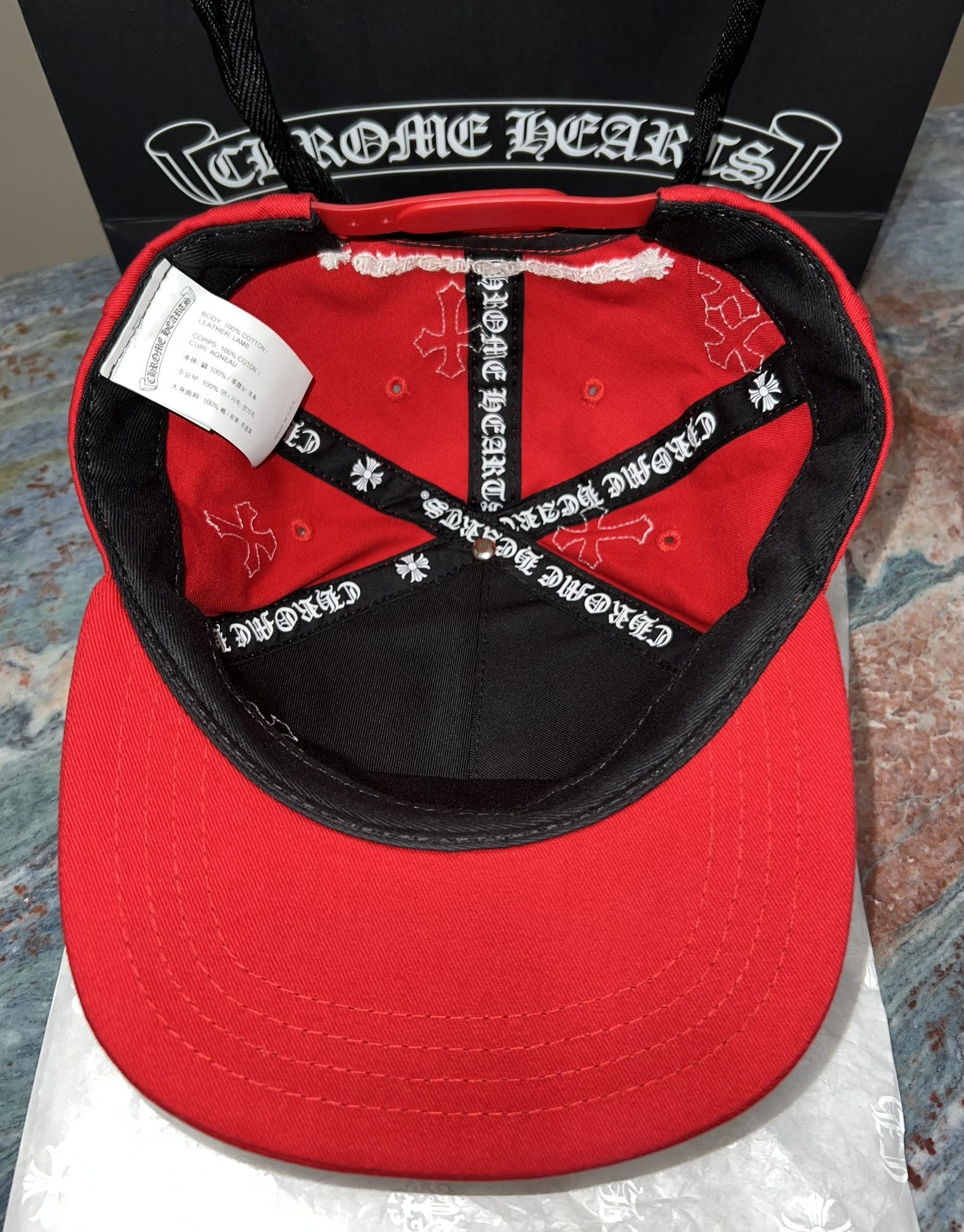 Chrome Hearts Chrome Hearts Cross Patch Baseball Hat (Red) Size ONE SIZE - 3 Thumbnail