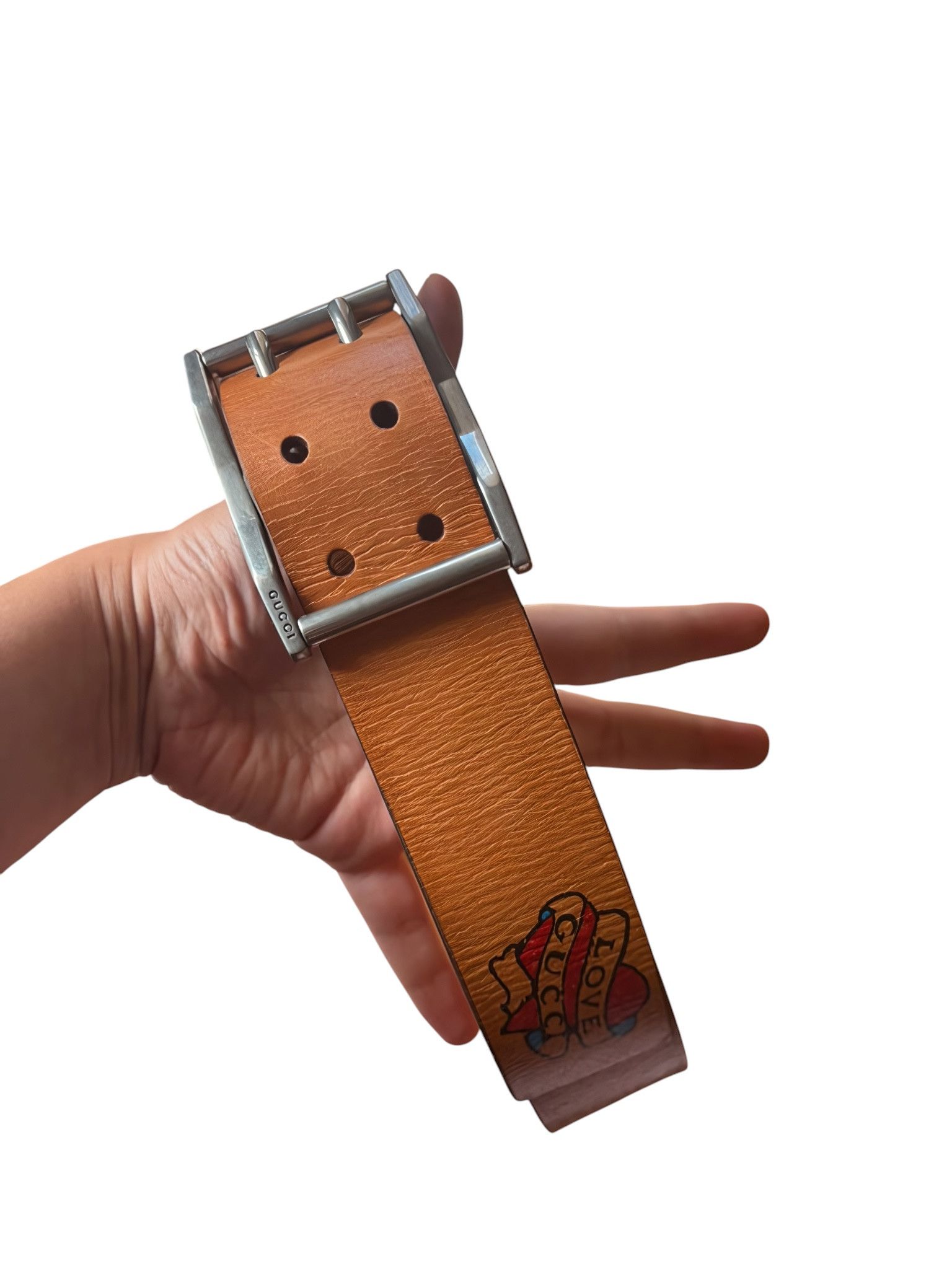 Gucci LOVE GUCCI TATTOO LEATHER BELT Size ONE SIZE - 3 Thumbnail