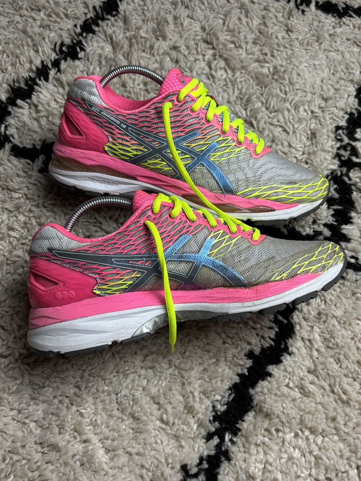Asics Asics Gel Nimbus 18 Crazy Multicolor Pink Running Sneakers Size US 7.5 / IT 37.5 - 2 Thumbnail