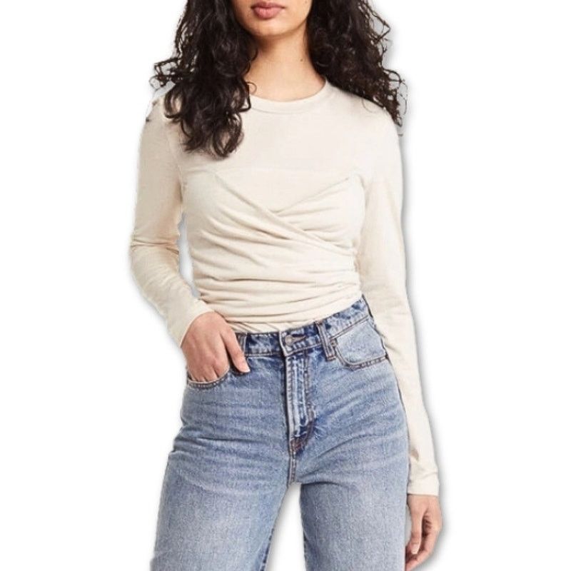 Other Vero Moda Nelly Top Blouse Ruched Long Sleeve Beige XL NWT Size XL / US 12-14 / IT 48-50 - 1 Thumbnail