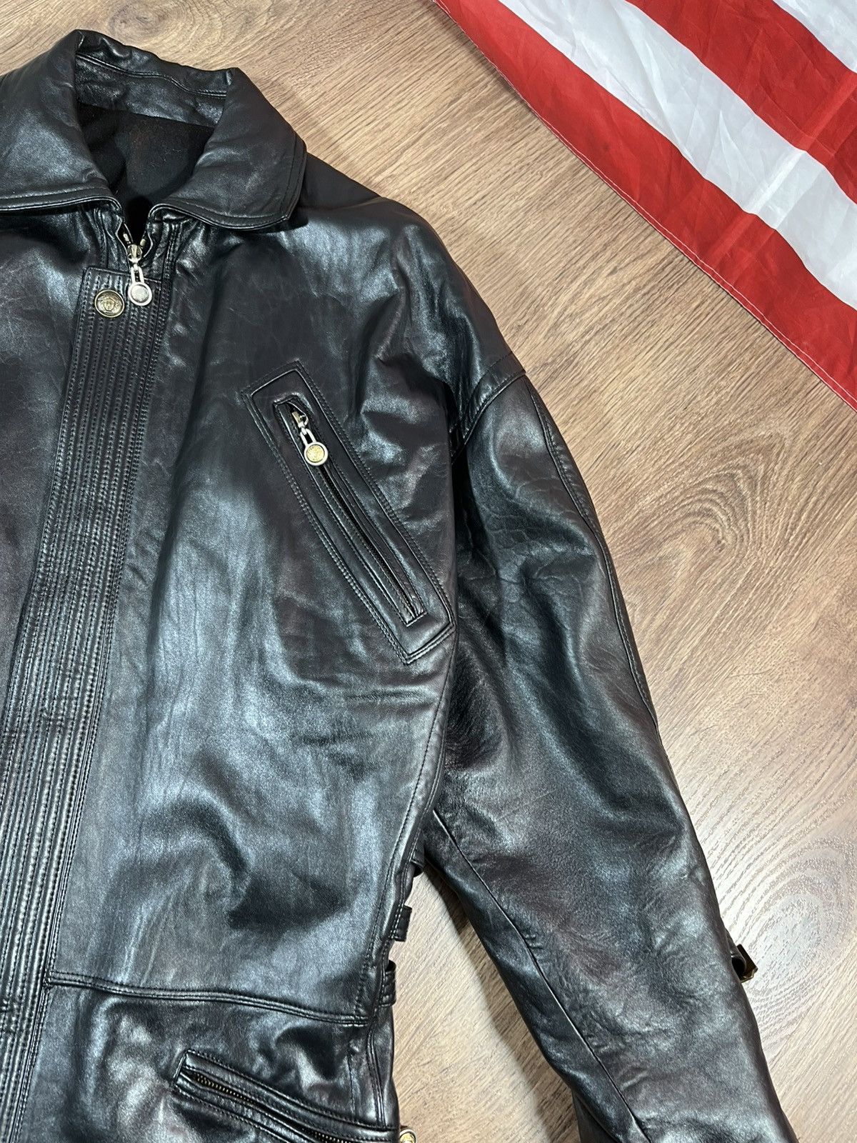 Versace GIANNI VERSACE 1992s LEATHER JACKET VERY RARE Size US XL / EU 56 / 4 - 9 Thumbnail