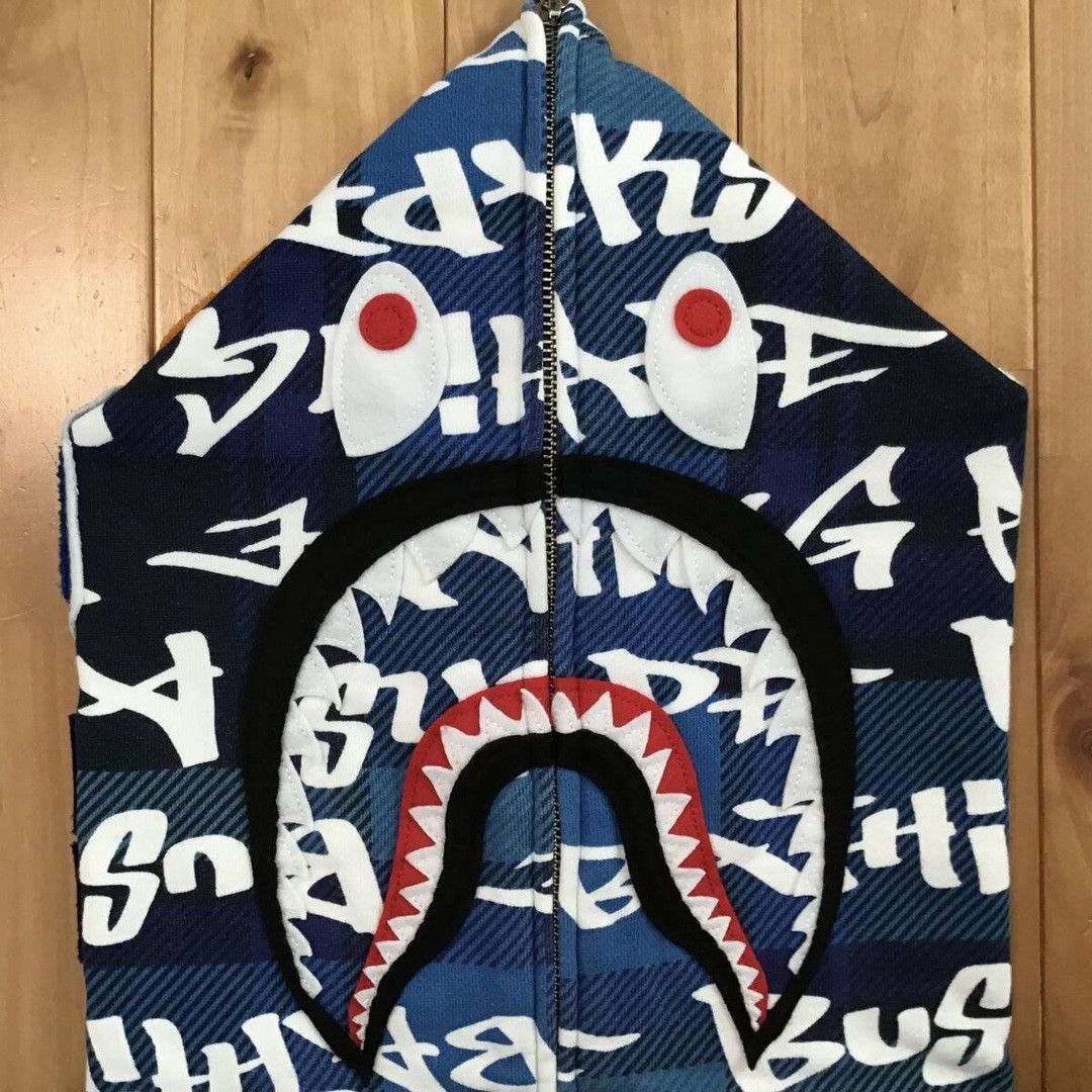 Bape BAPE GRAFFITI CHECK Shark Full Zip Hoodie a bathing ape Size US L / EU 52-54 / 3 - 3 Thumbnail