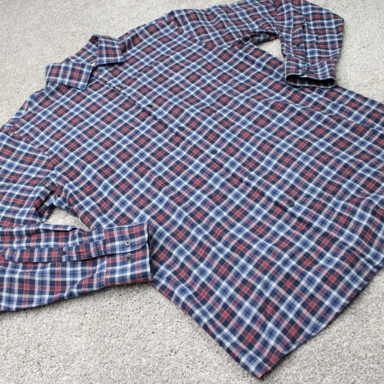 Peter Millar Peter Millar Shirt Men Large Red/Blue Plaid Gander Sport Cotton Long Sleeve Size US L / EU 52-54 / 3 - 7 Thumbnail