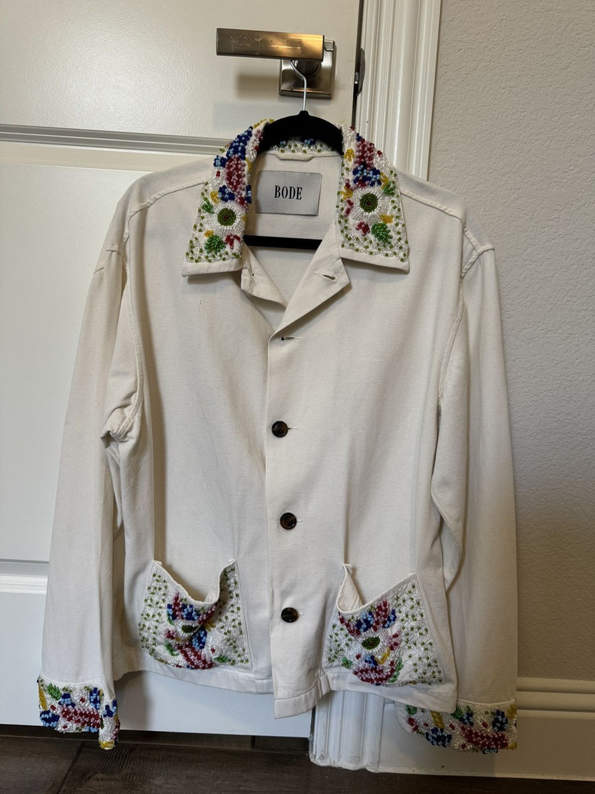 beaded workwear jacket