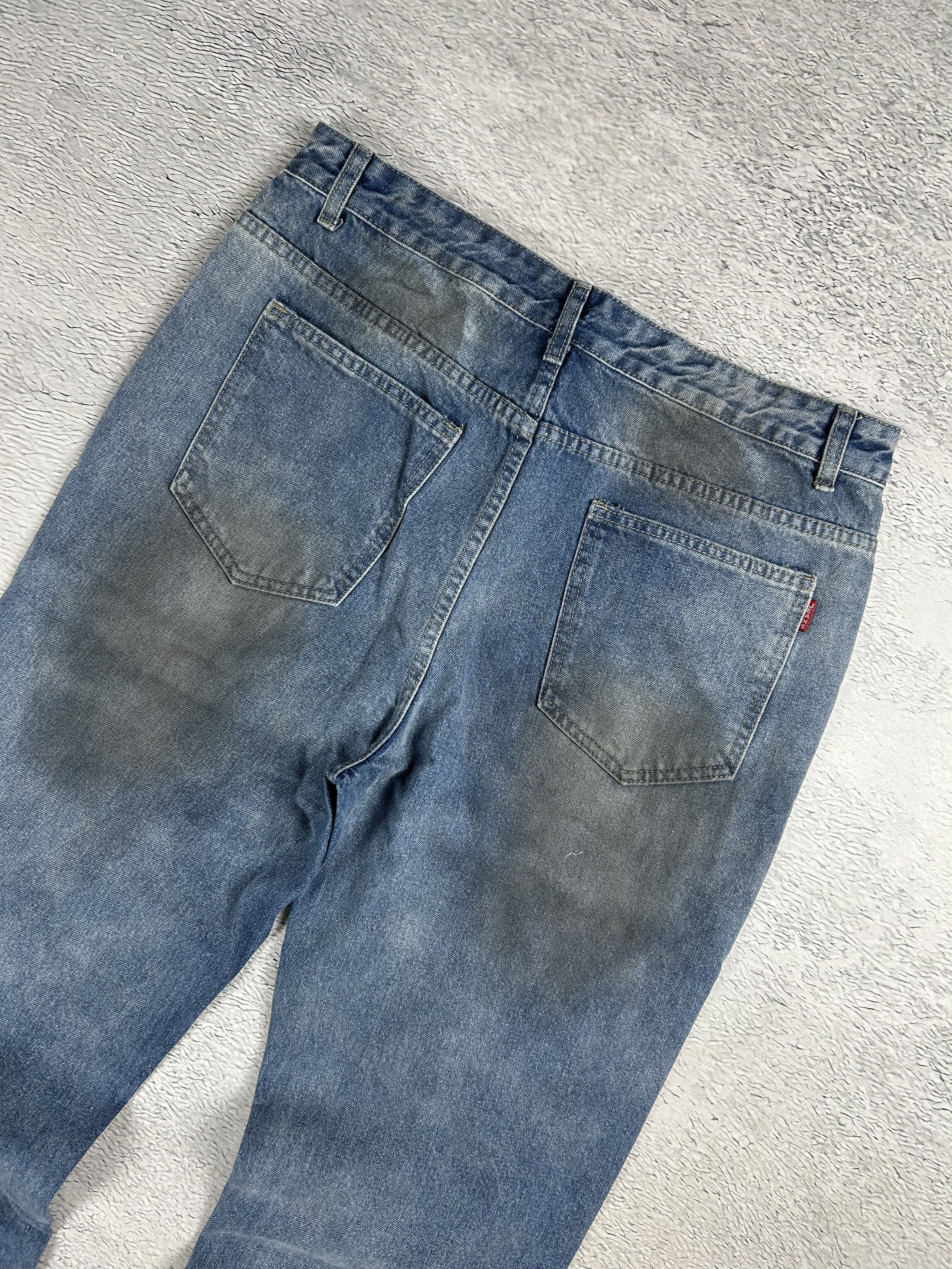 JNCO × Japanese Brand RARE Faded Jeans Streetwear Distressed Denim Straight Drill Size US 36 / EU 52 - 4 Thumbnail