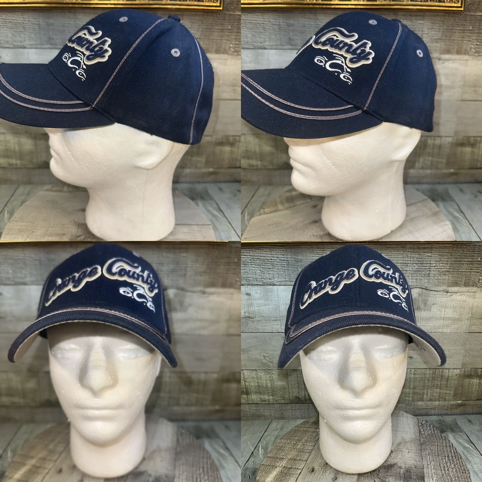 Vintage VINTAGE Bio-Domes Headgear Cap Hat Baseball Blue Flex Fit Stretch Med/Large Unisex Adults Men Women Biker OC Choppers Stritch Stitch Size ONE SIZE - 8 Thumbnail