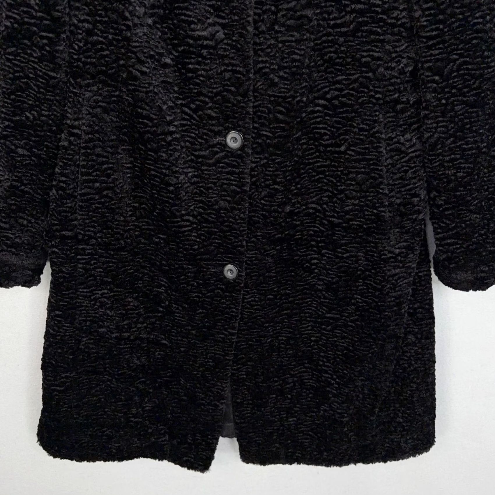 Madison 1 Madison Coat Womens Large Black Velour Overcoat Mid Length Button Front Lined Pockets Single Breasted Vintage No (adjusted for clarity) Size L / US 10 / IT 46 - 3 Thumbnail