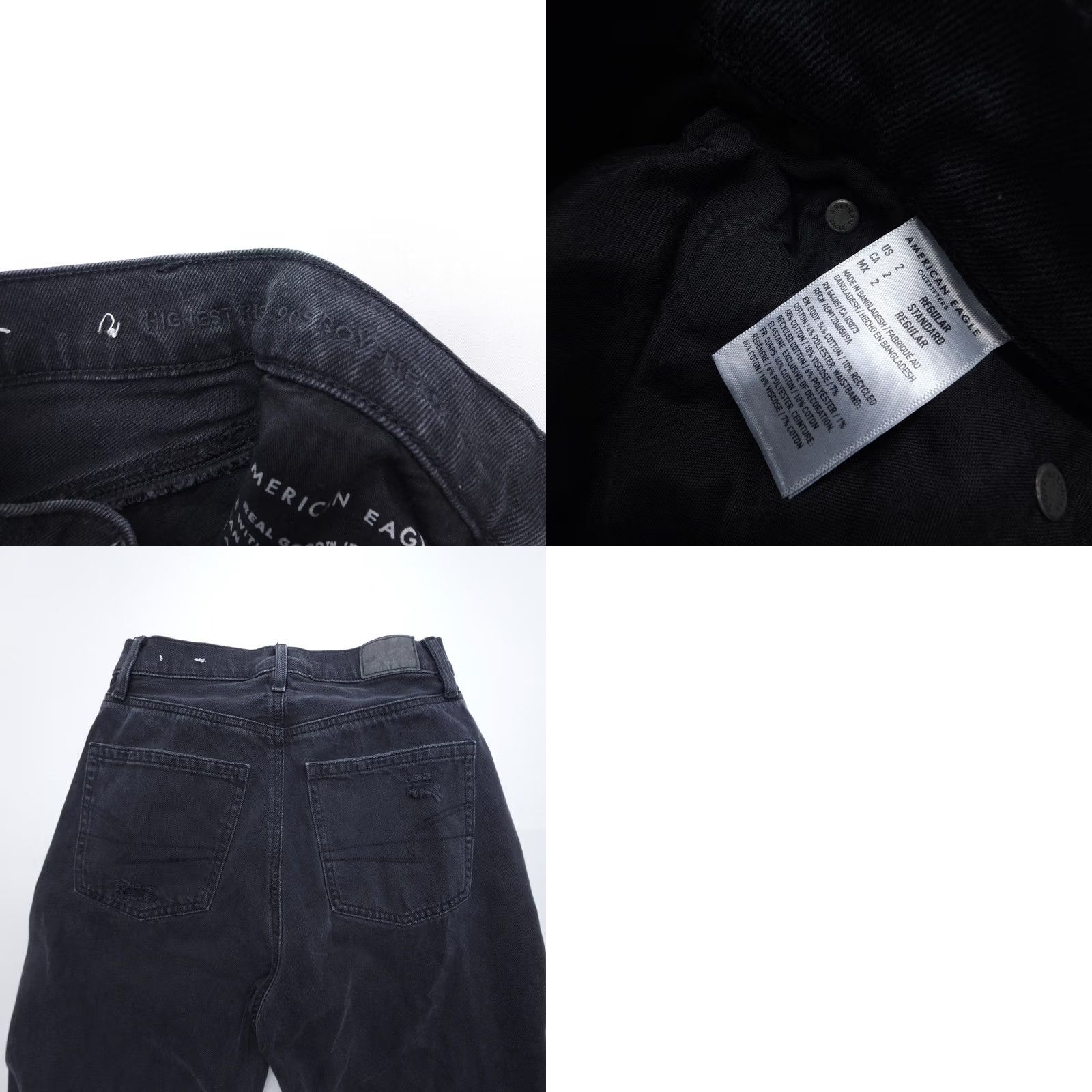 American Eagle Outfitters American Eagle Highest Rise Jeans Black 27" Inseam 90s Boyfriend Size 2 Denim Cotton Size 26" / US 2 / IT 38 - 8 Thumbnail