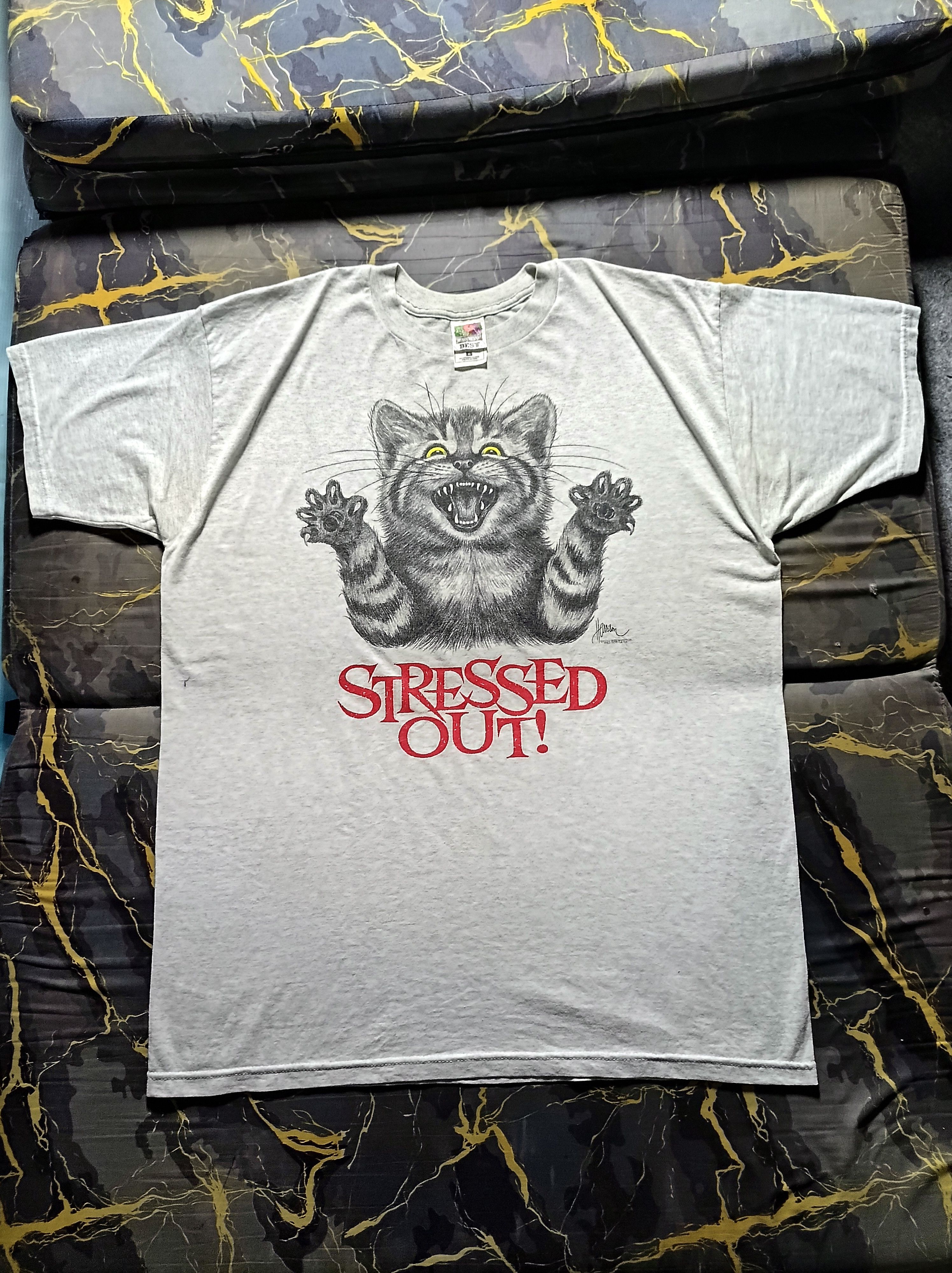 Fruit Of The Loom × Vintage Bob Harrison Vintage 90s Stressed Out Size US XL / EU 56 / 4 - 4 Thumbnail