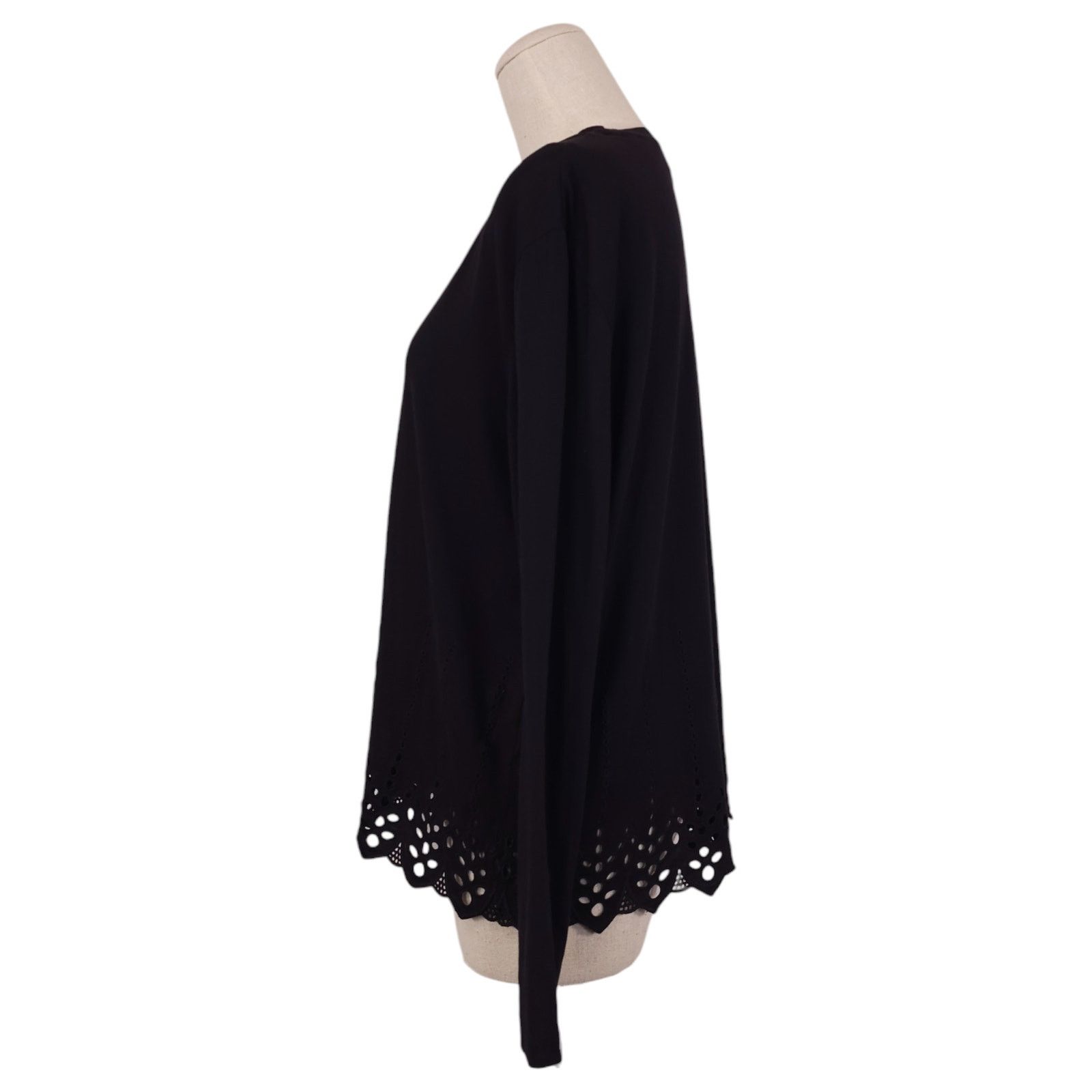 The Kooples The Kooples Broderie Eyelet Long Sleeve Tee Black Sz Medium Size M / US 6-8 / IT 42-44 - 2 Thumbnail