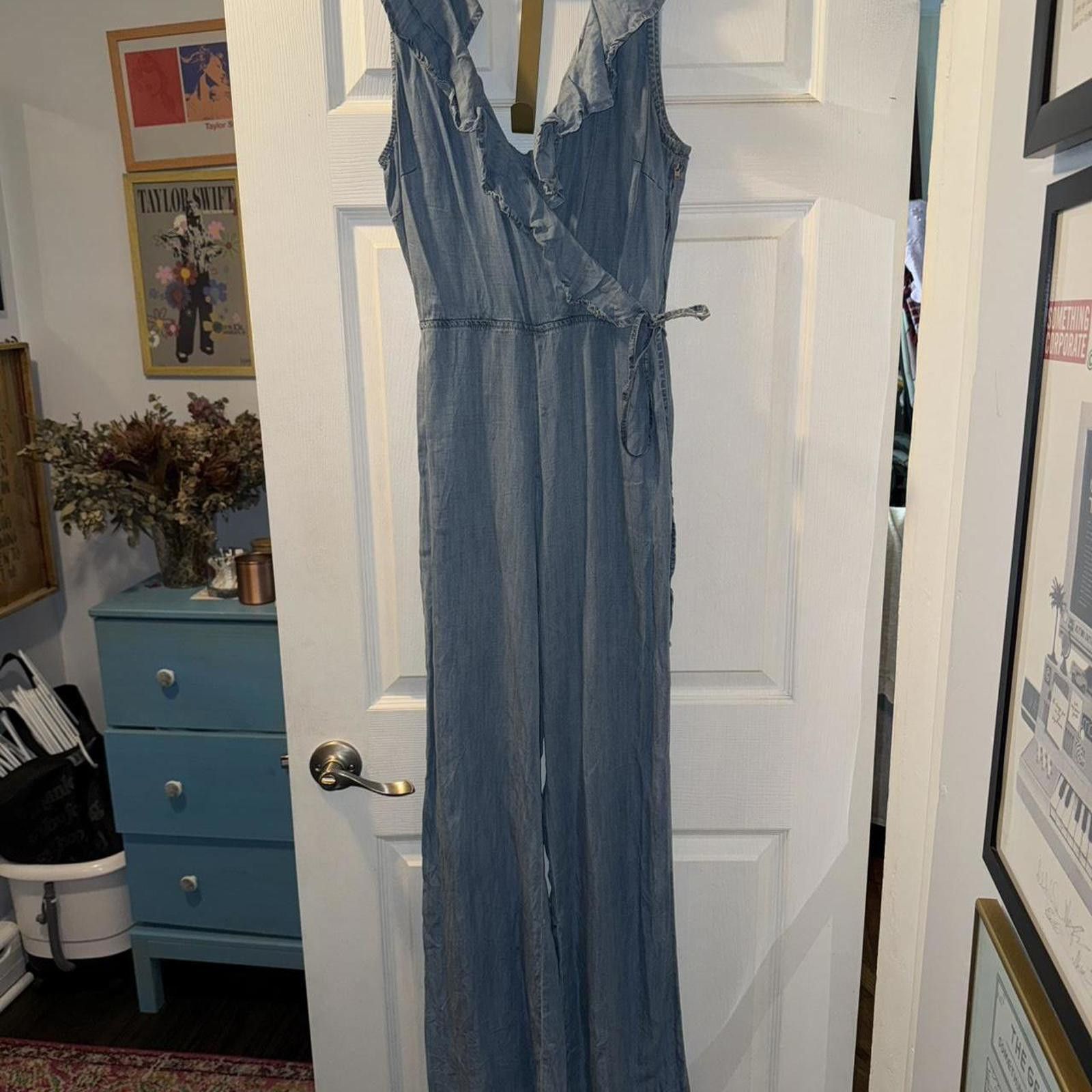 Guess GUESS Womens Belted Surplice Jumpsuit Blue Size 28" / US 6 / IT 42 - 2 Thumbnail
