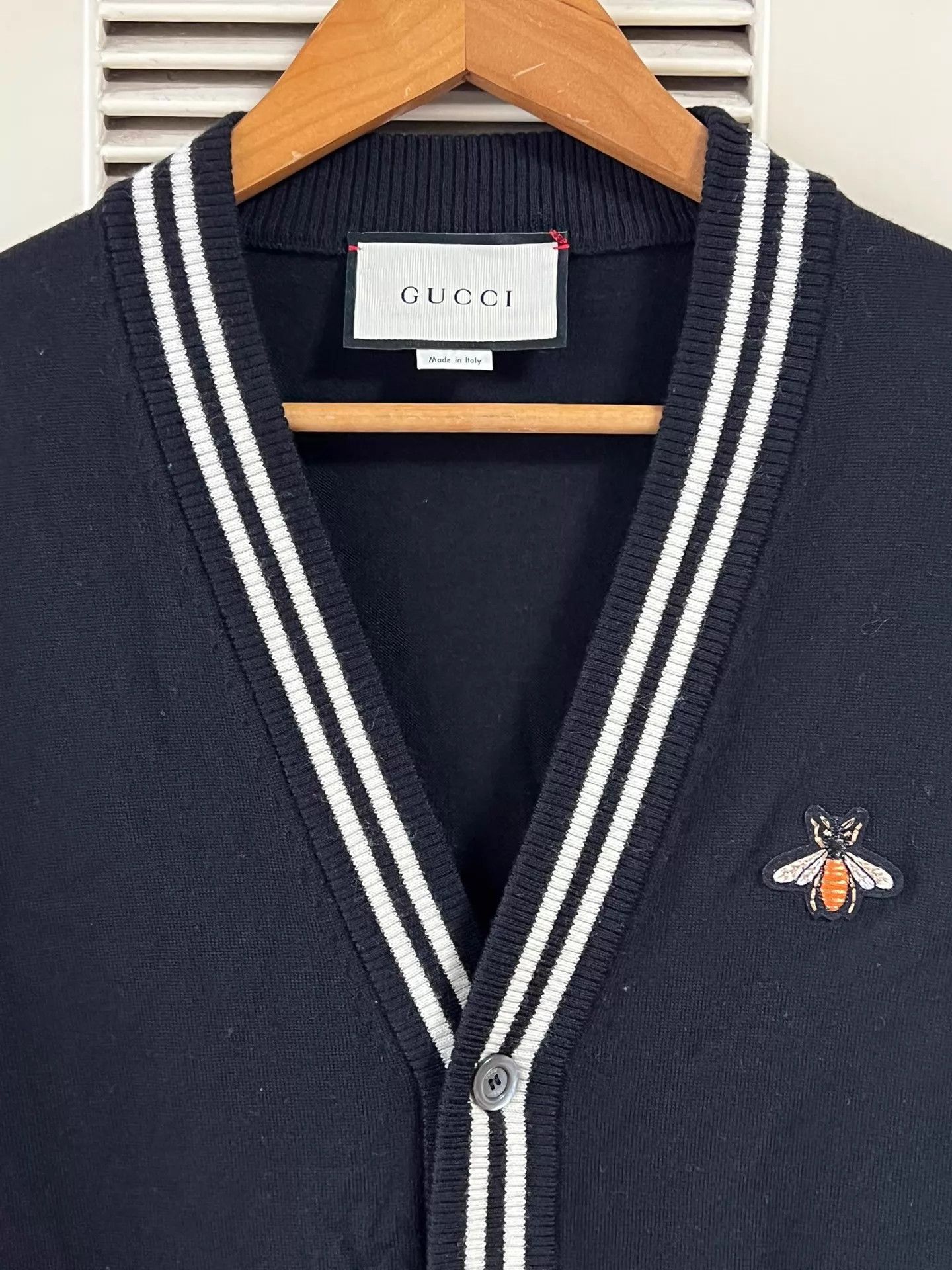 Gucci Gucci Bee Embroidered Knit Cardigan S Navy Size US S / EU 44-46 / 1 - 3 Thumbnail